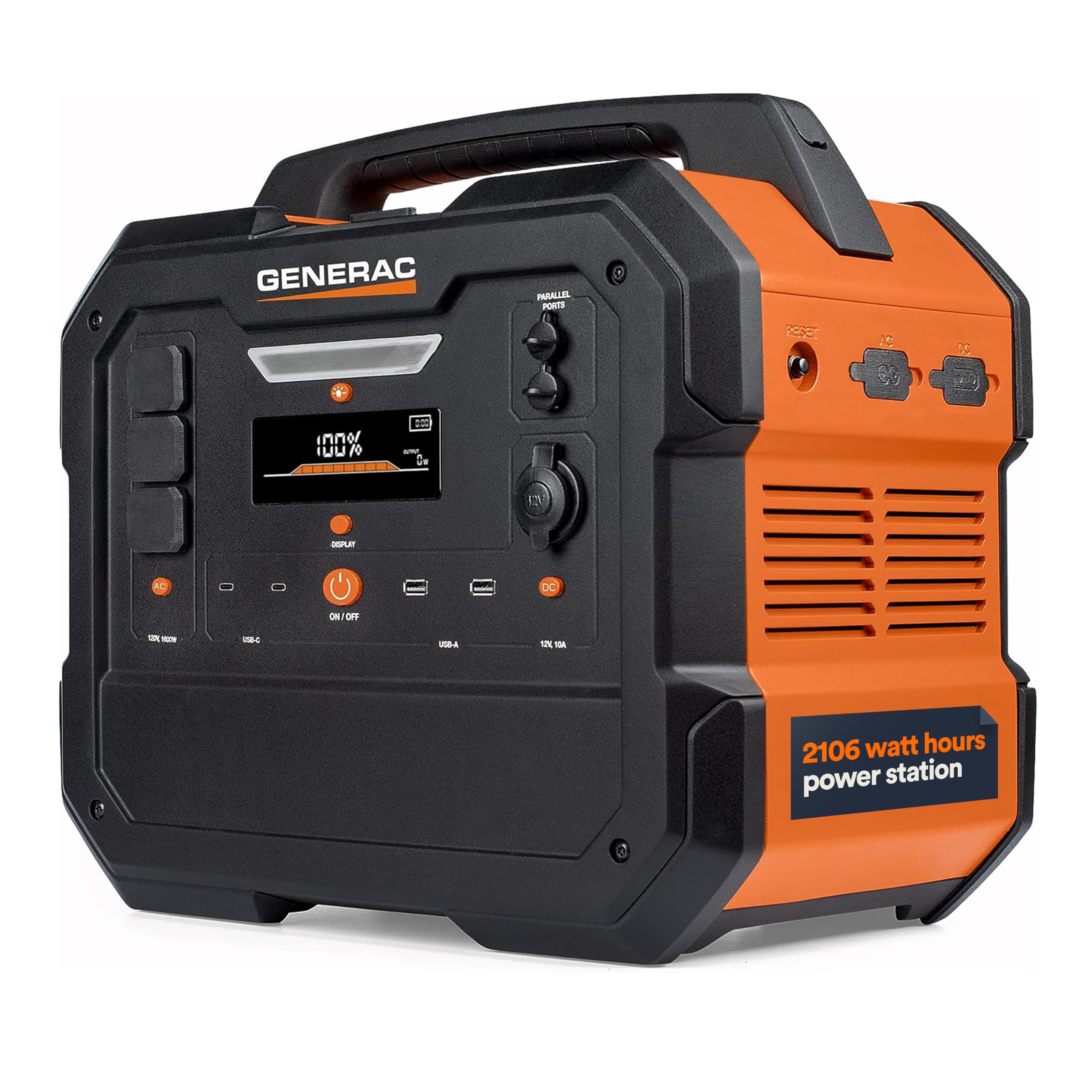 Generac 2106Wh Portable Power Station with Lithium-Ion Battery - Clean, Emission-Free Power - Wirless Charging Pad and Compact D