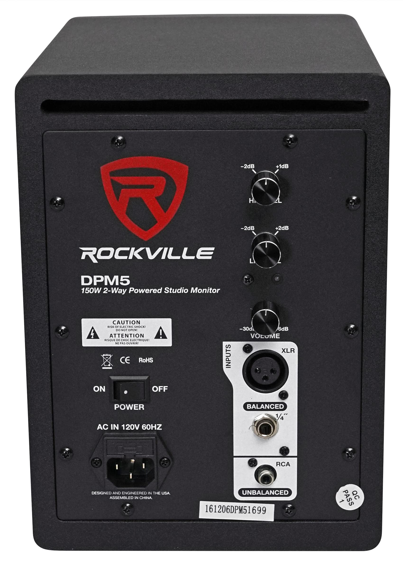 Rockville Dpm5B 5.25'' 2 Way 150W Black Active/Powered Studio Monitor Speaker