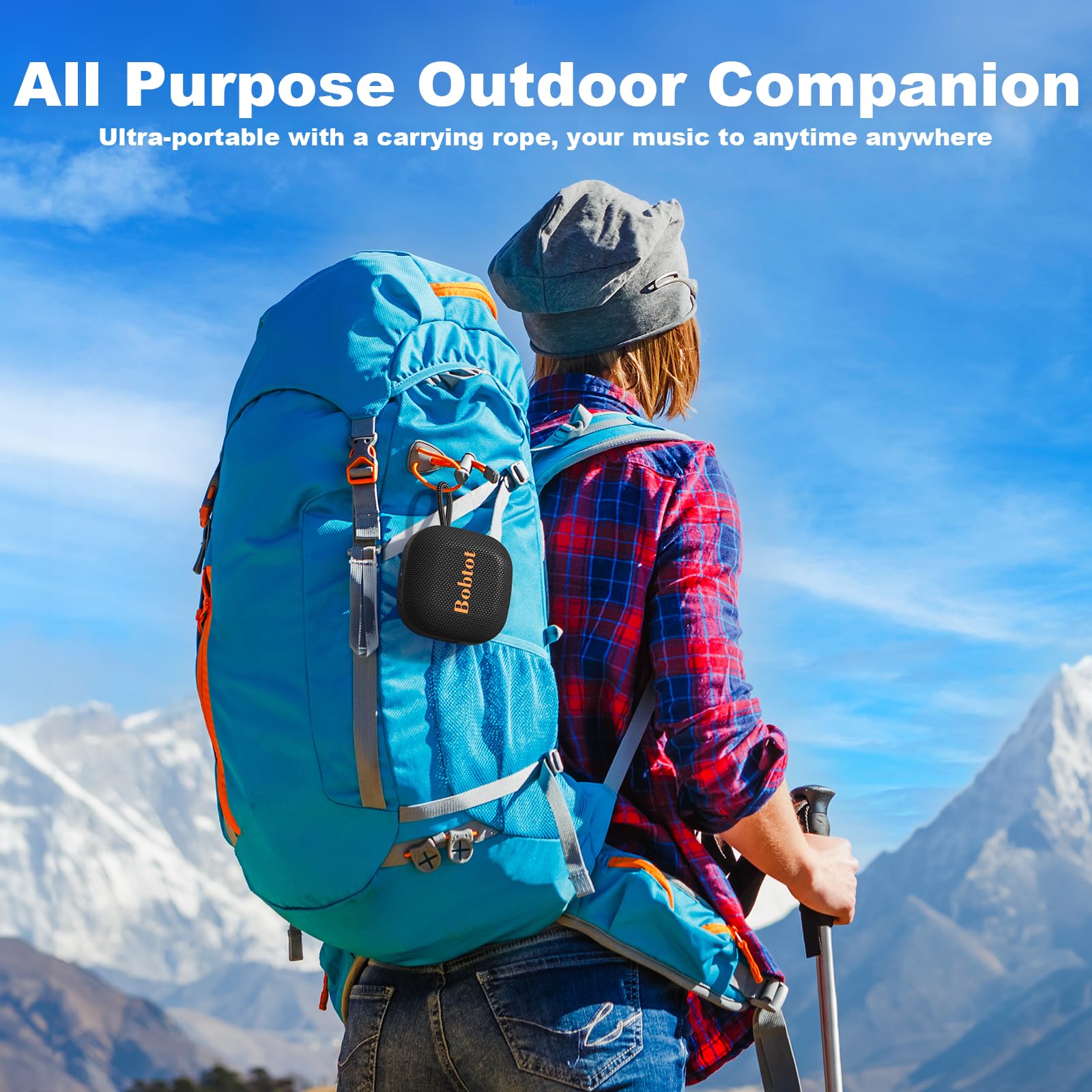 Bobtot Portable Bluetooth Speakers Wireless Speaker   Waterproof Mini Shower Speaker With 16 Hours Playtime, Loud Stereo Sound,