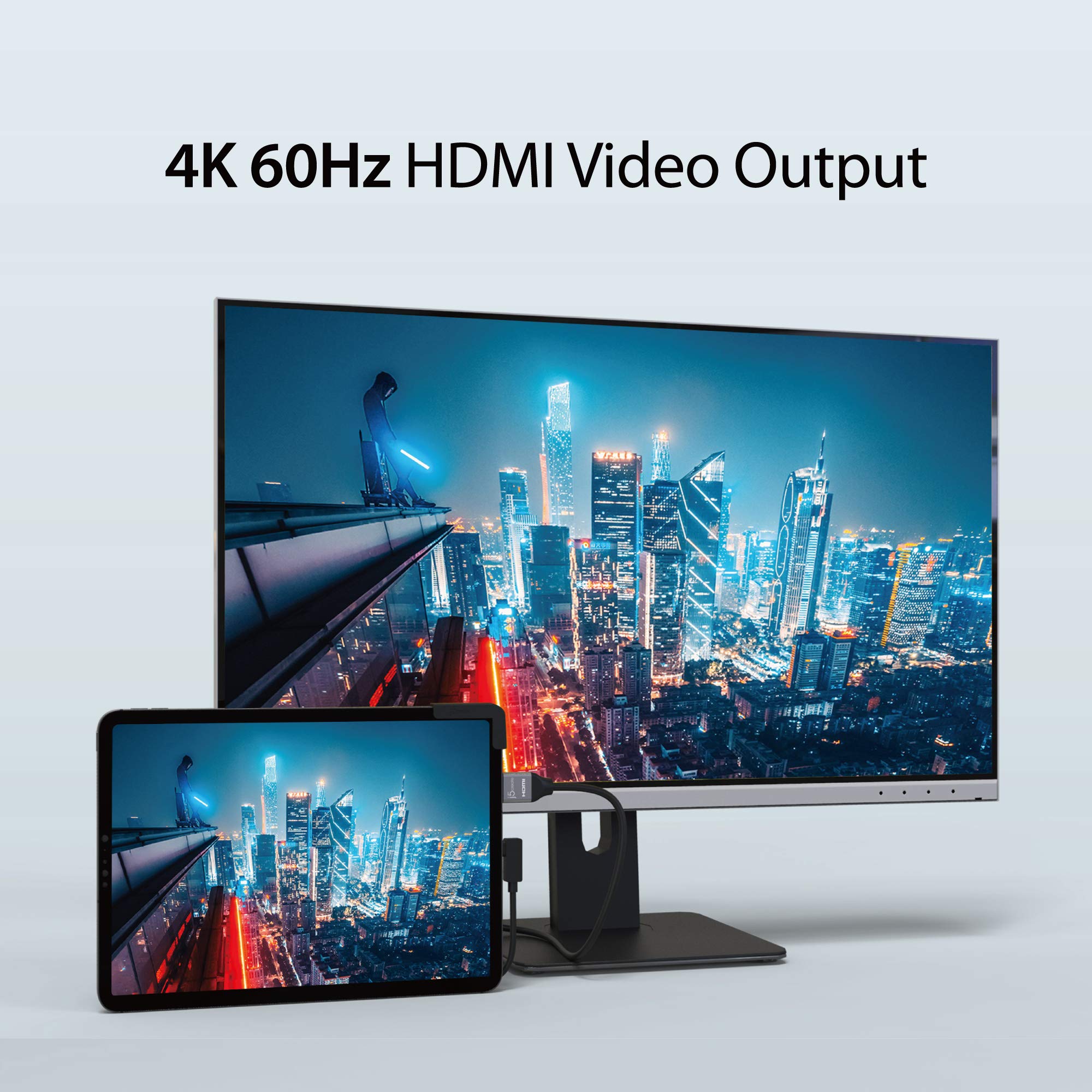 J5Create Ipad Pro Usb C Hub  6 In 1 Travel Dock For Ipad Pro 12.9   /11   , With 4K@60Hz Hdmi, Usb C Pd Charging 100W & Data, Us