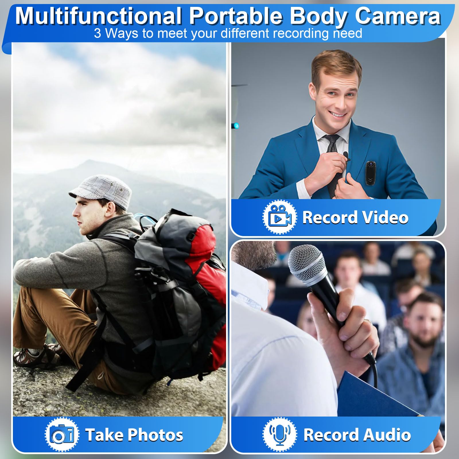 Hkfug Mini Body Camera, 1080P Hd Portable Video Recorder With Night Vision, Motion Detection 10Hr Recording Pocket Body Cameras