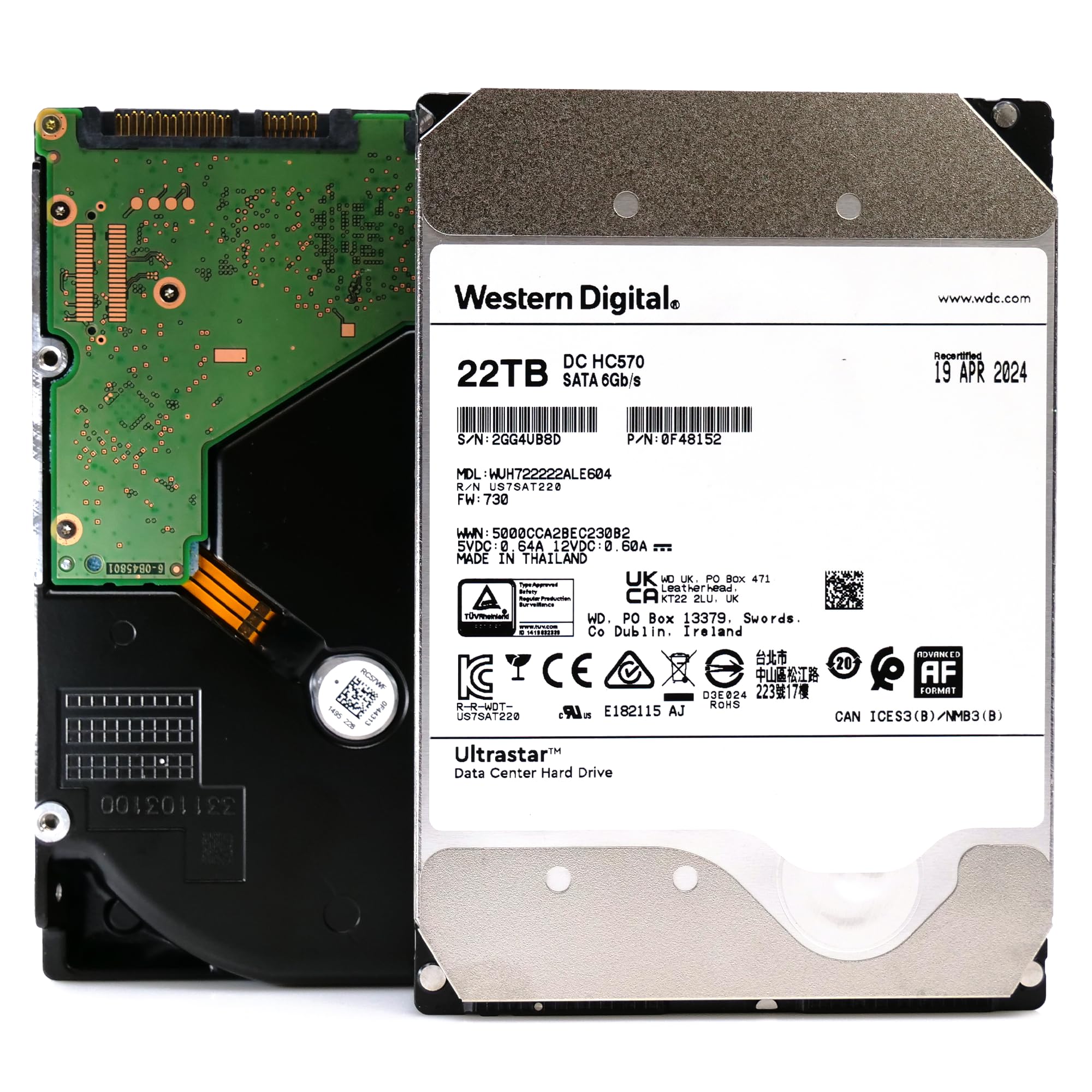 HGST HD 0F48154 22TB 3.5 SATA 7.2kRPM 512MB Ultrastar DC HC570 Bare