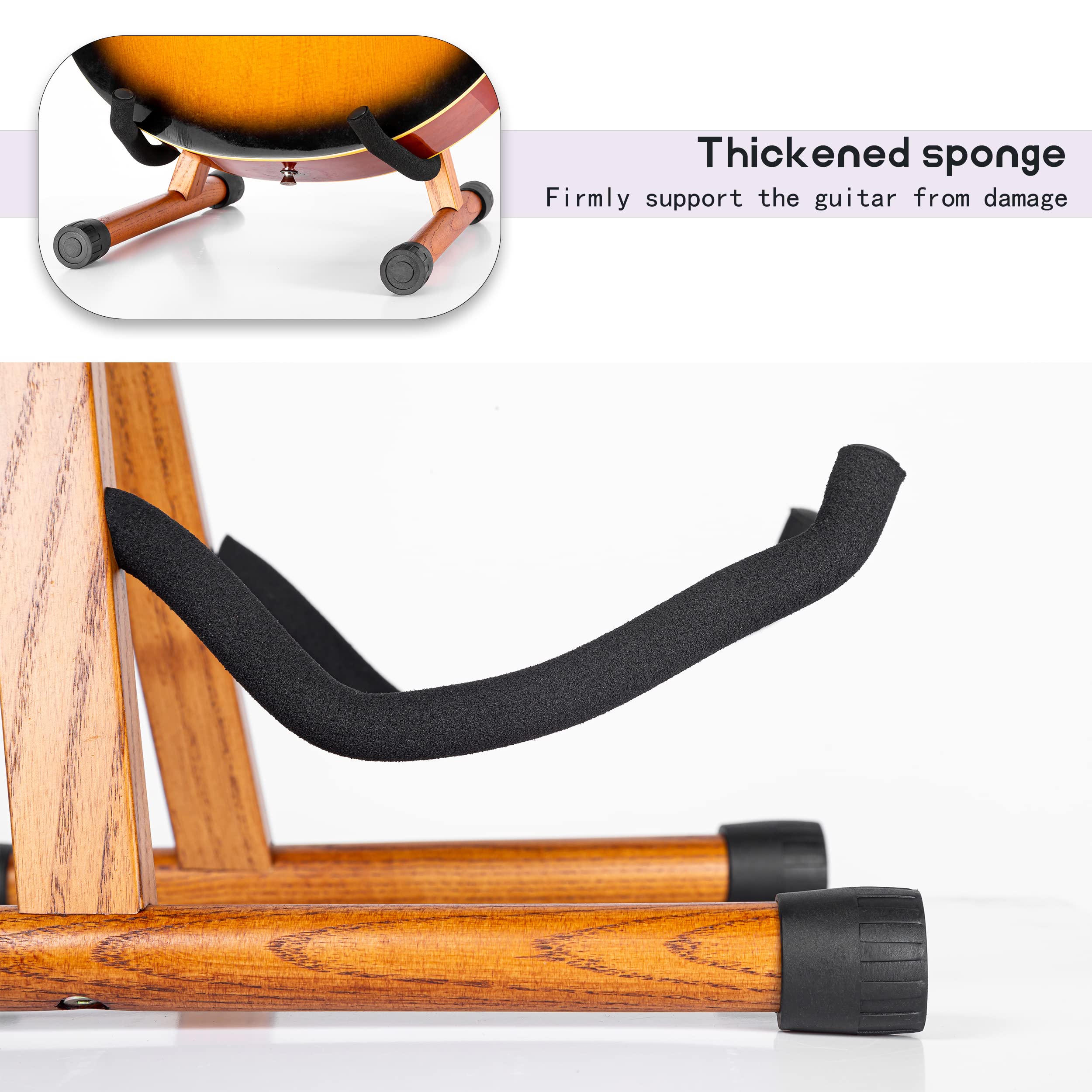 Neciuvy Guitar Stand,Wood Guitar Stand Acoustic,A Frame Folding Acoustic Electric Guitar Stands Floor For Bass,Cello,Banjo,Mando