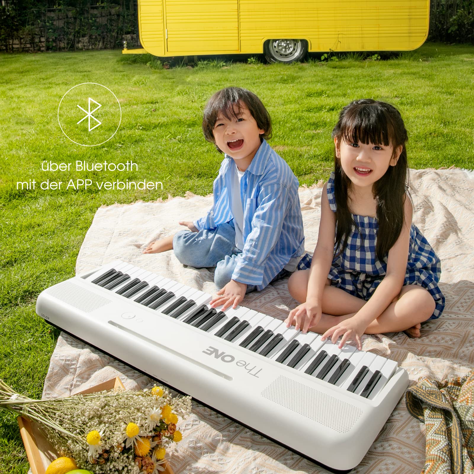 The One Smart Keyboard Color 61 Lighted Keys Piano Keyboard, Electric Piano For Beginners With 256 Tones, 64 Polyphony, Built-In