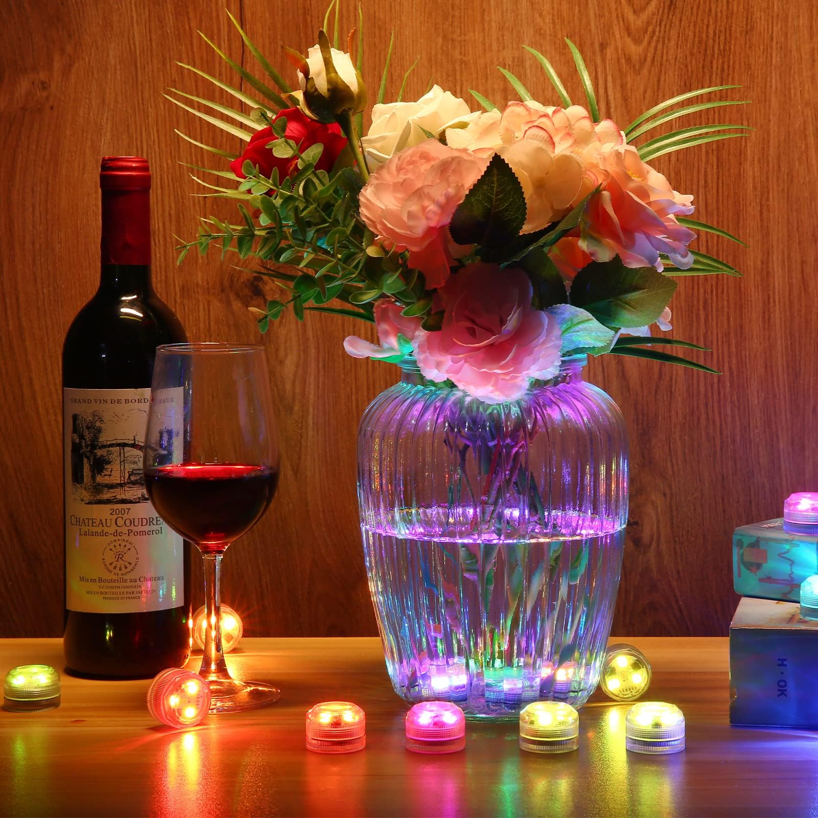 Mini Submersible Led Lights, Waterproof Led Tea Lights Candle With Remote Battery Operated,Rgb Color Changing For Vase Home Part