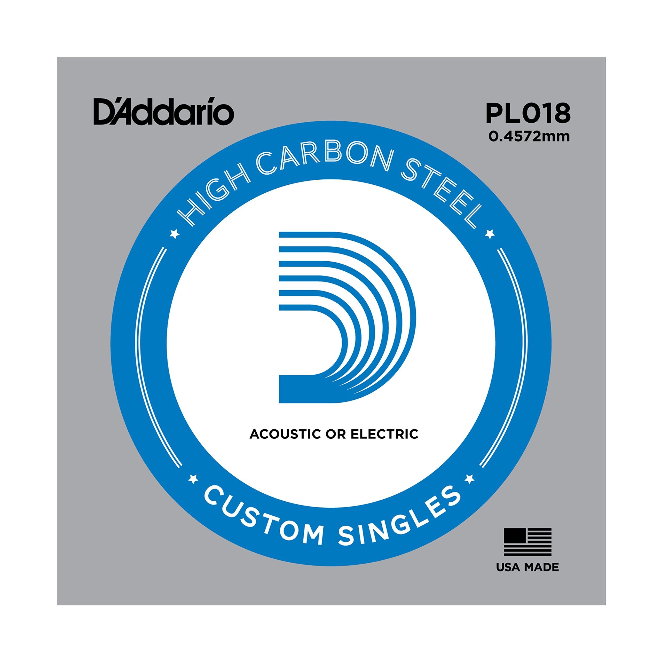 D'Addario Pl018 Plain Steel Guitar Single String, 018
