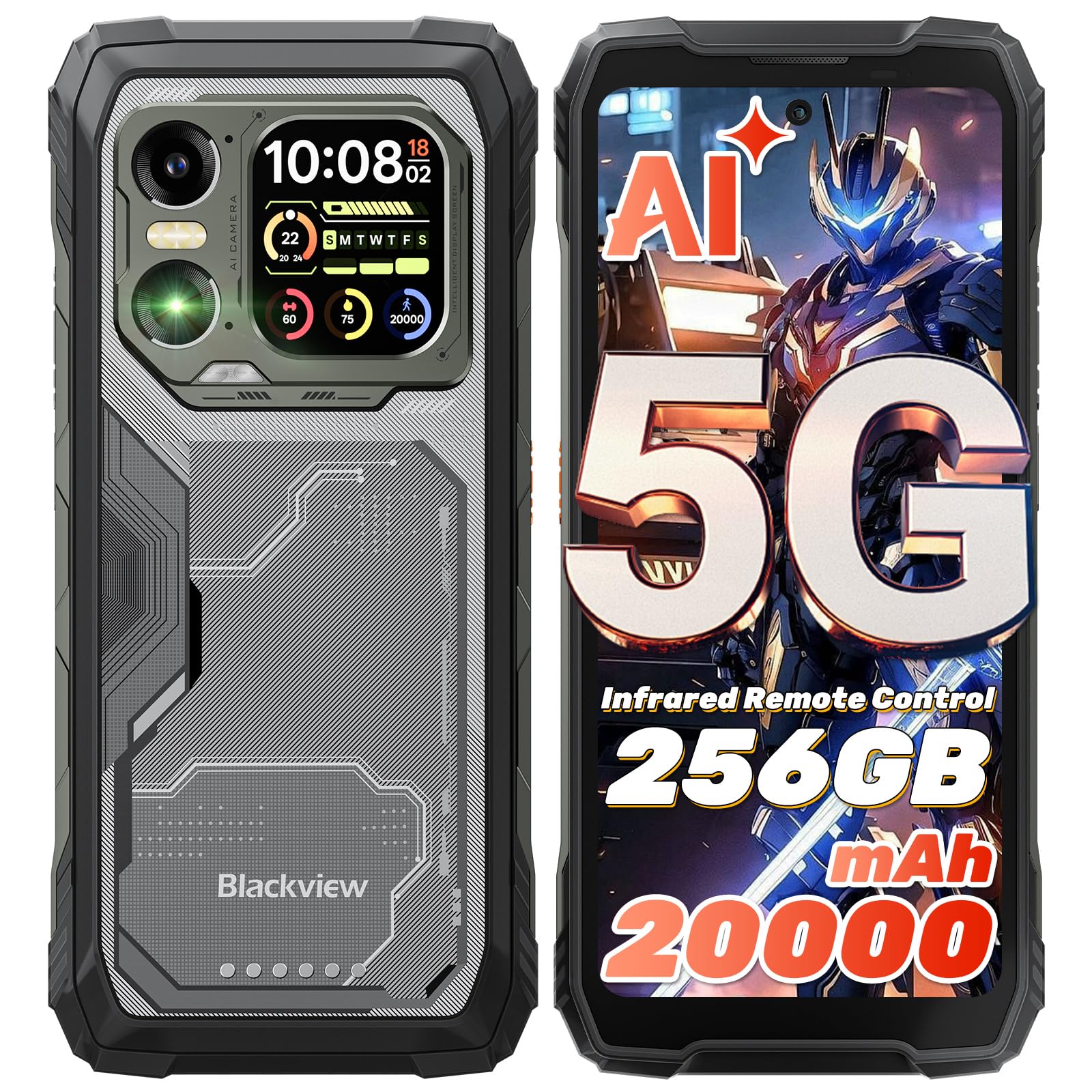 Blackview XPLORE 1 AI 5G Unlocked Rugged Phone Android 15, 20000mAh Battery 36GB+256GB/TF 2TB, 6.78 2.4K 120Hz Large Rugged Smar