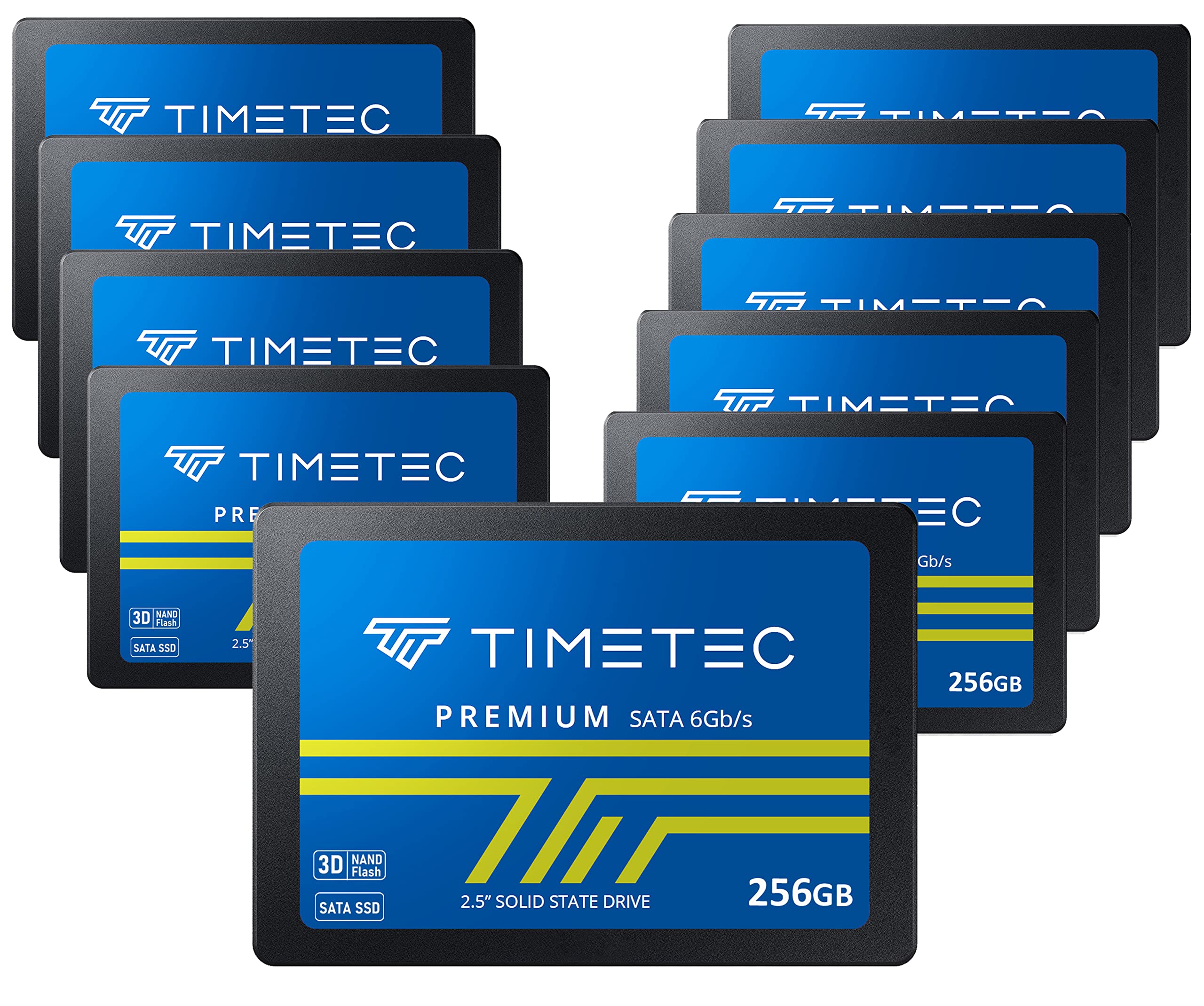Timetec 256Gbx10 (10 Pack) Ssd 3D Nand Sata Iii 6Gb/S 2.5 Inch 7Mm(0.28') Read Speed Up To 550 Mb/S Slc Cache Performance Boost Internal Solid State Drive For Pc Computer Desktop And Laptop