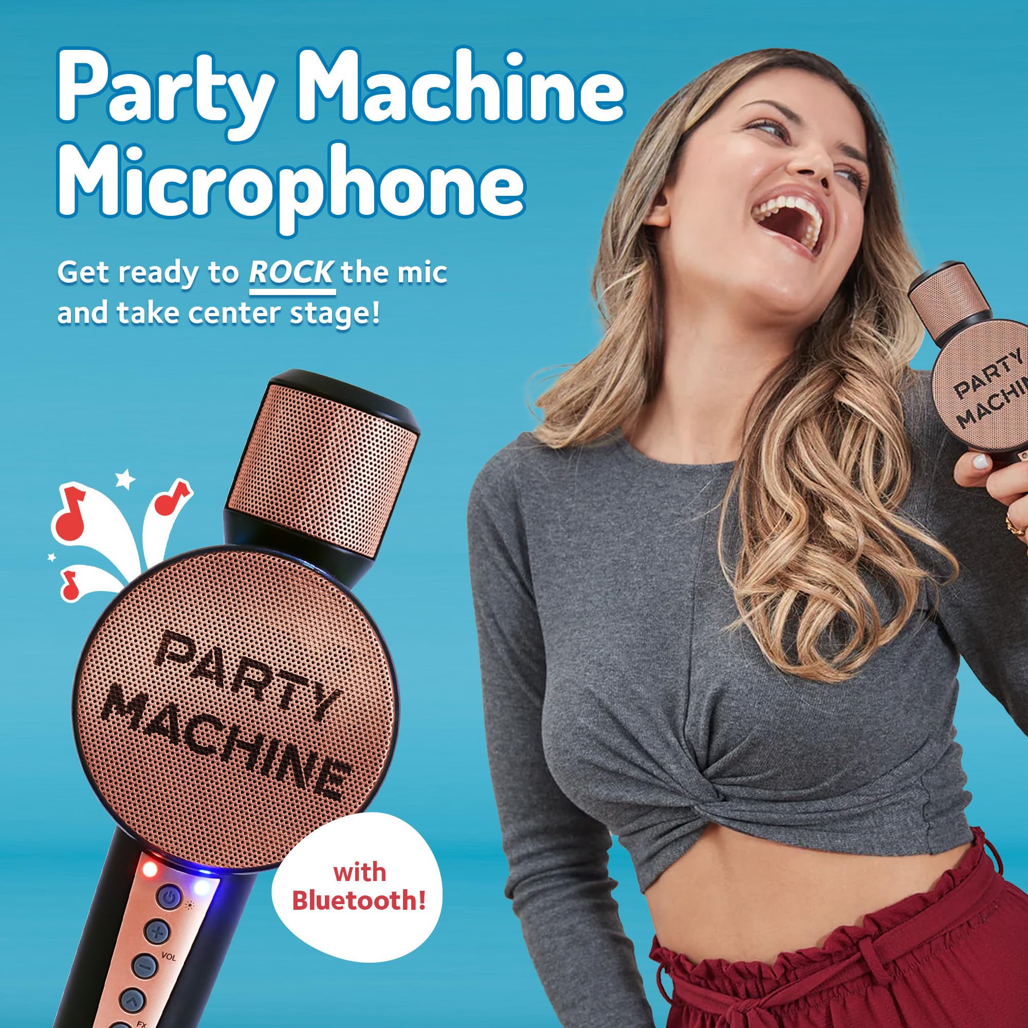 Singing Machine Wireless Karaoke Microphone For Kids & Adults, Party Machine Mic (Rose Gold) - Portable Handheld Bluetooth Micro