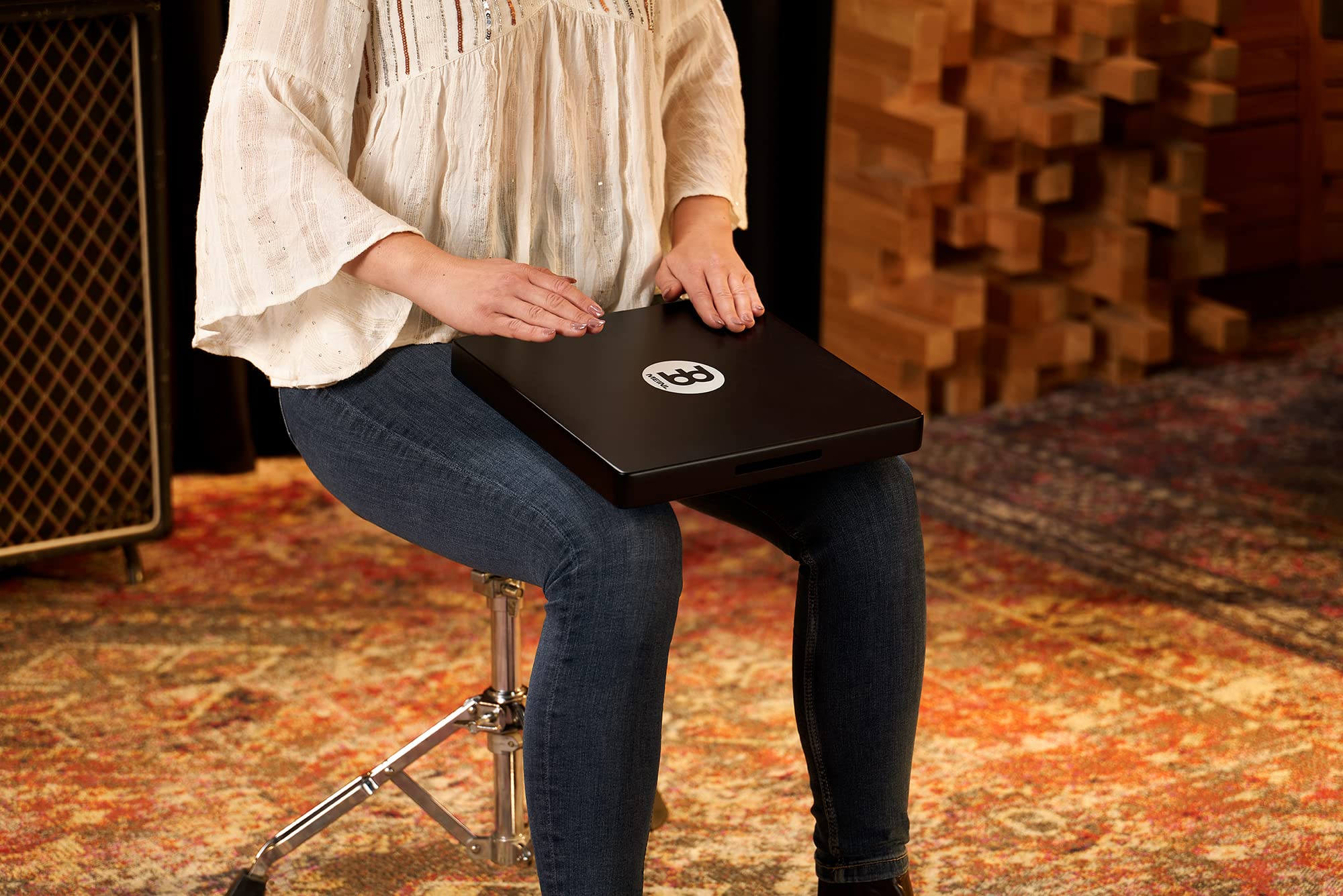 Meinl Percussion Tcaj1Bk Compact Rubber Wood Travel Cajon, Black