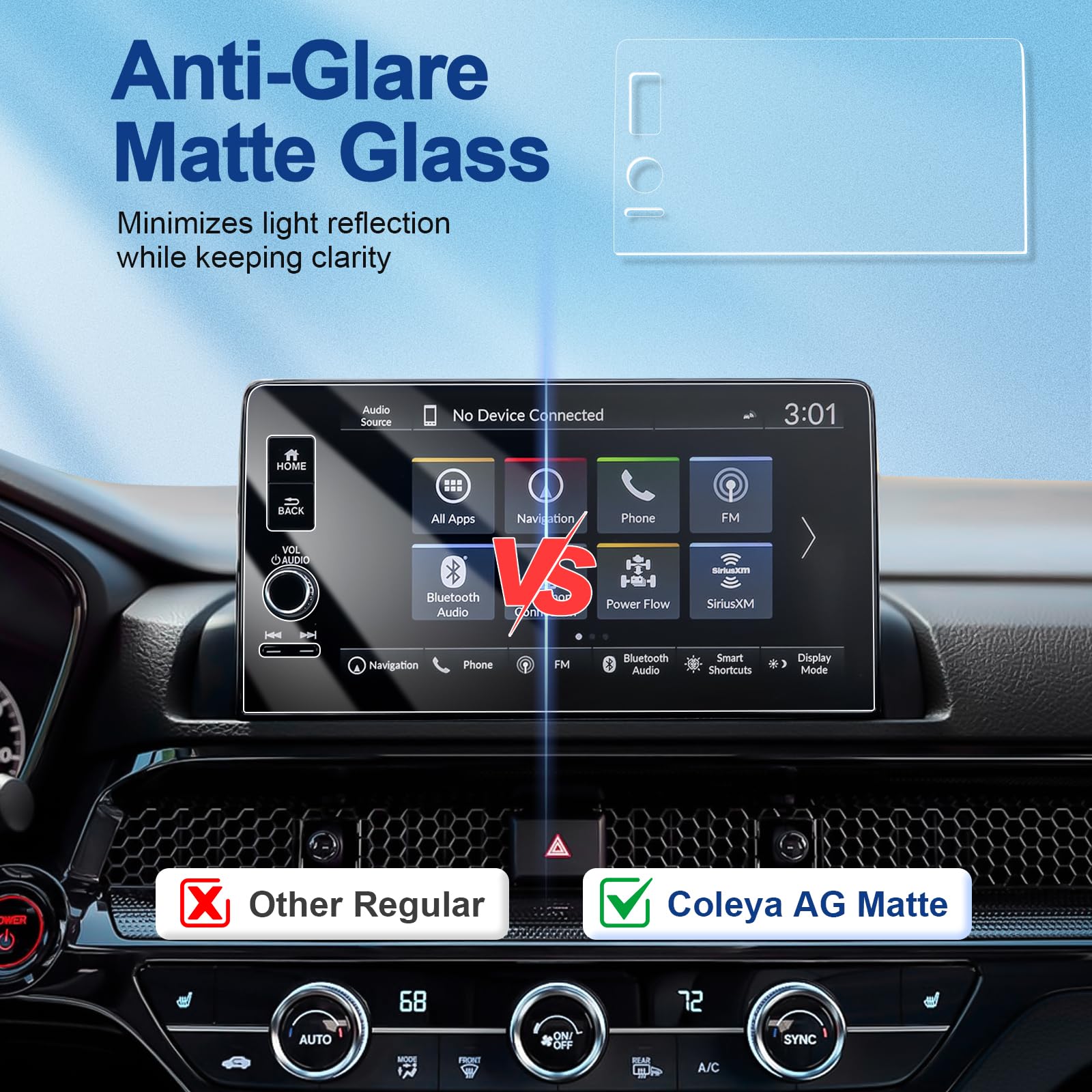 Coleya Anti Glare Matte Screen Protector For 2023 2024 2025 Honda Cr V (Ex L/Sport L/Sport Touring) 9 Inch Touchscreen, 9H Hardn
