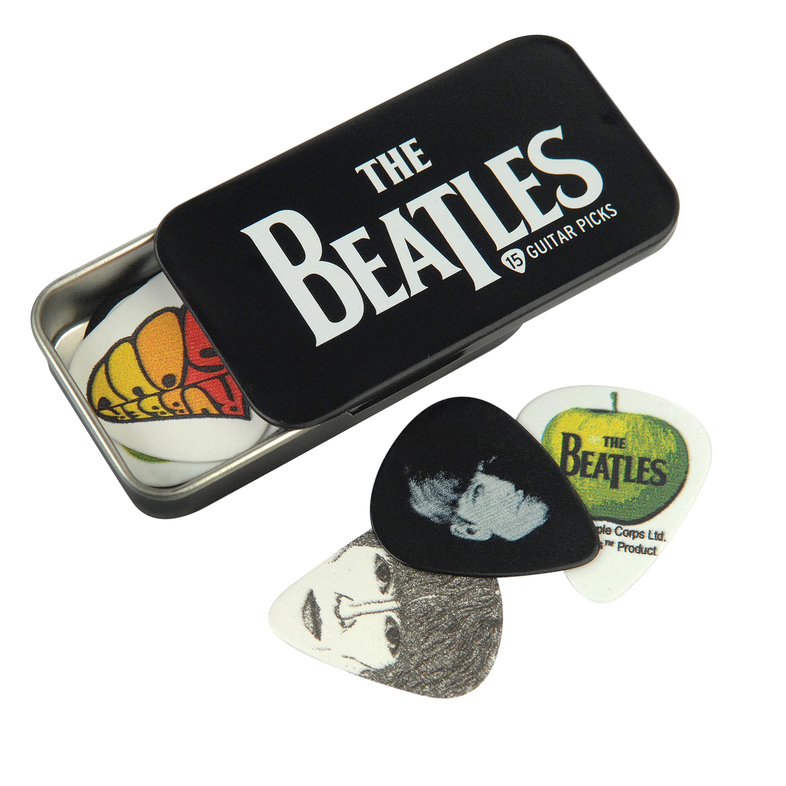D'Addario Accessories Beatles Guitar Picks   The Beatles Collectable Guitar Picks   Picks With Tin, 15 Pack, Logo
