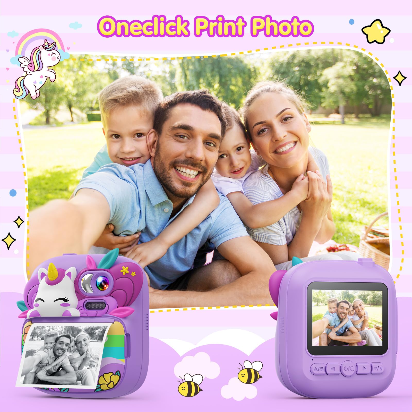 Kids Camera Instant Print, Camera For Kids With Printable Photos, Toddler Camera Toys For Children Ages 3 14, Digital Camera For