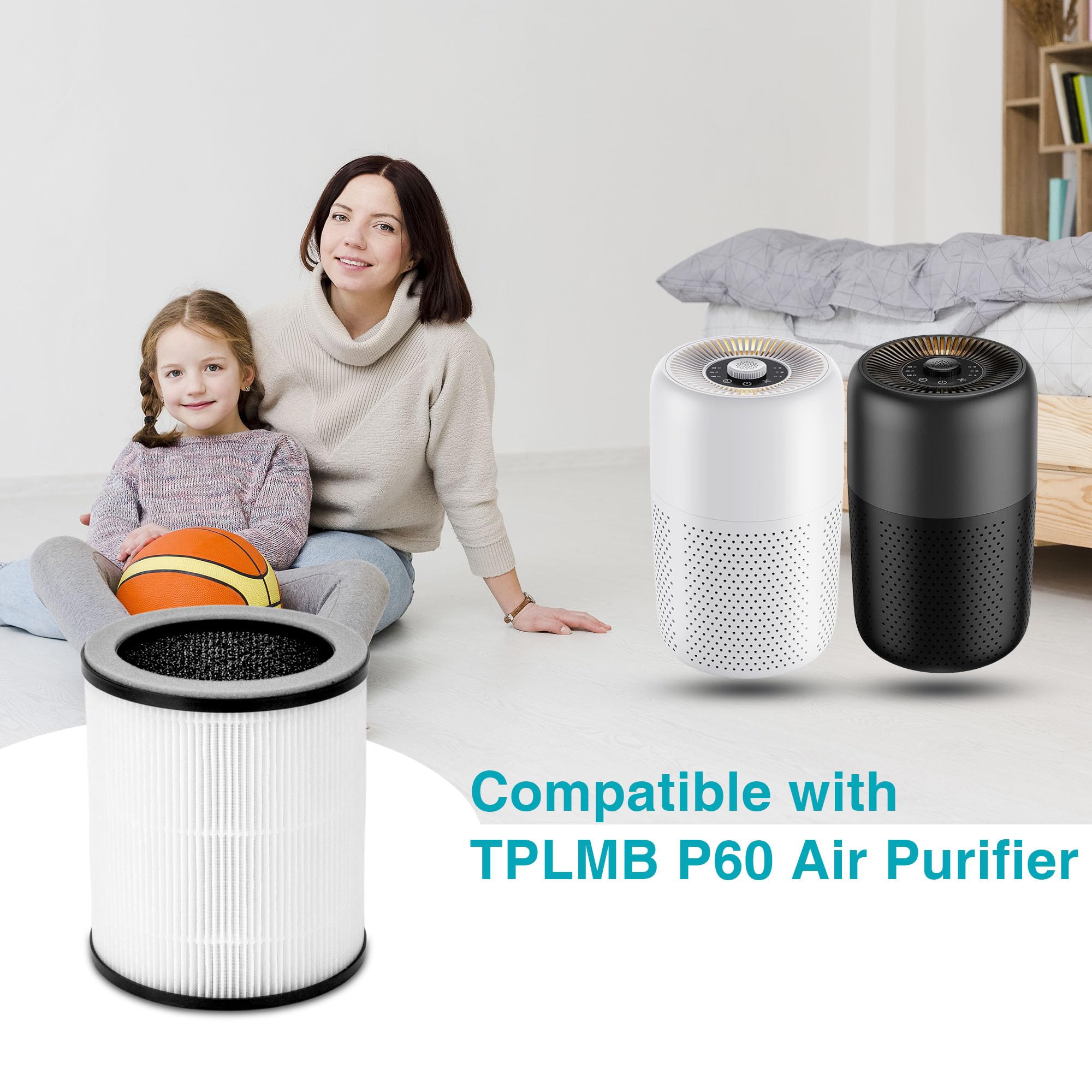 4 Packs P60 H13 True Hepa Replacement Filters Compatible With Tplmb P60 And Vhoiu Kj50 Air Cleaner Purifier , Part # P60 Rf, 3 I