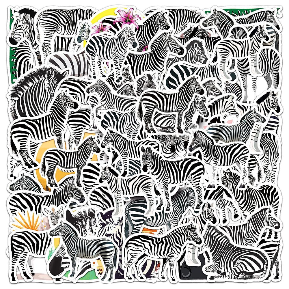 Zebra Stickers |50Pcs Zebra Waterproof Vinyl Decals For Bike Water Bottles Laptop Bicycle Refrigerator Cup Luggage Computer Mobi