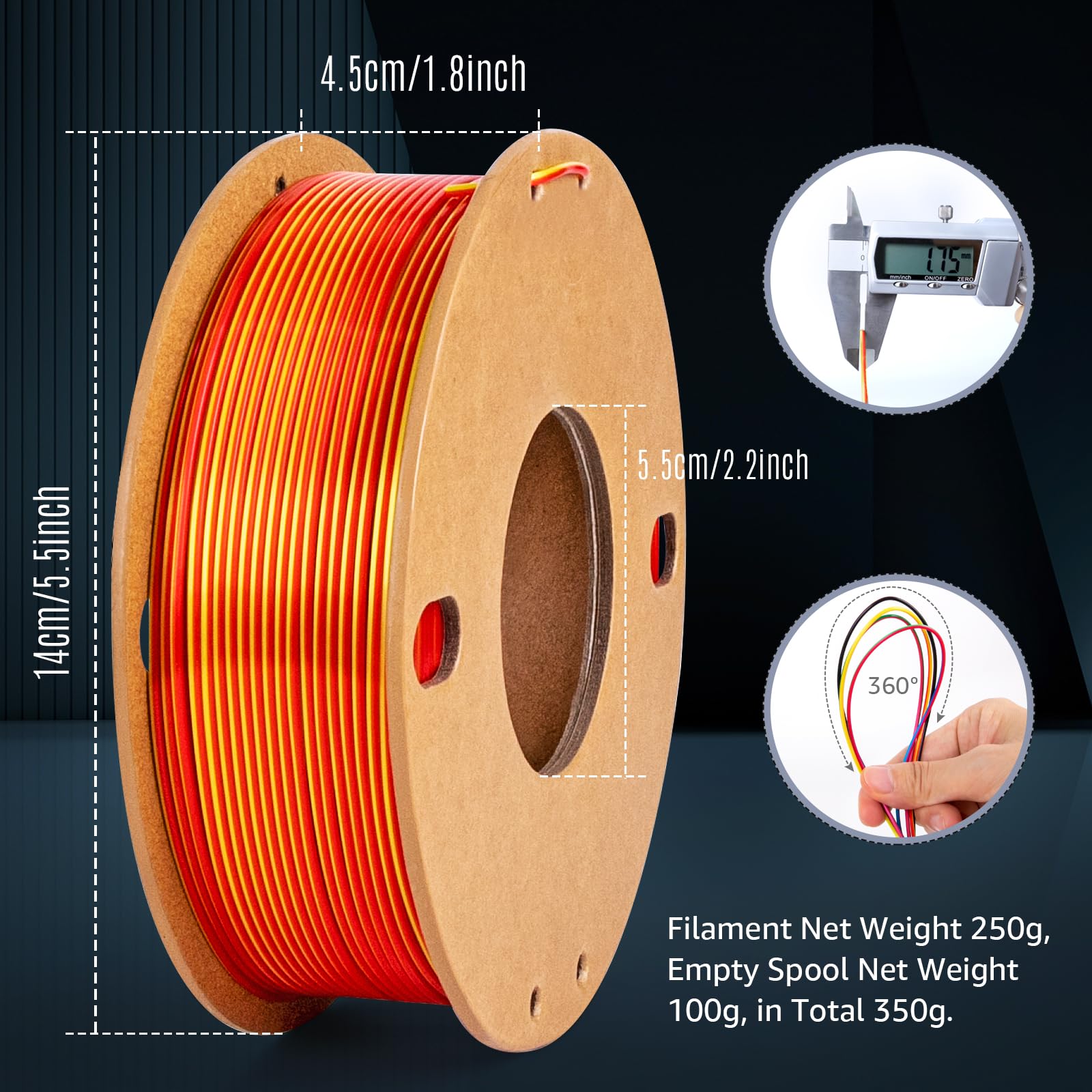Dikale Silk 3D Printing Filament Pla+ Tricolor And Dual Color 4-Pack Bundle - 1.75Mm 3D Printing Pla Pro 250G X 4 Spools, Rose R