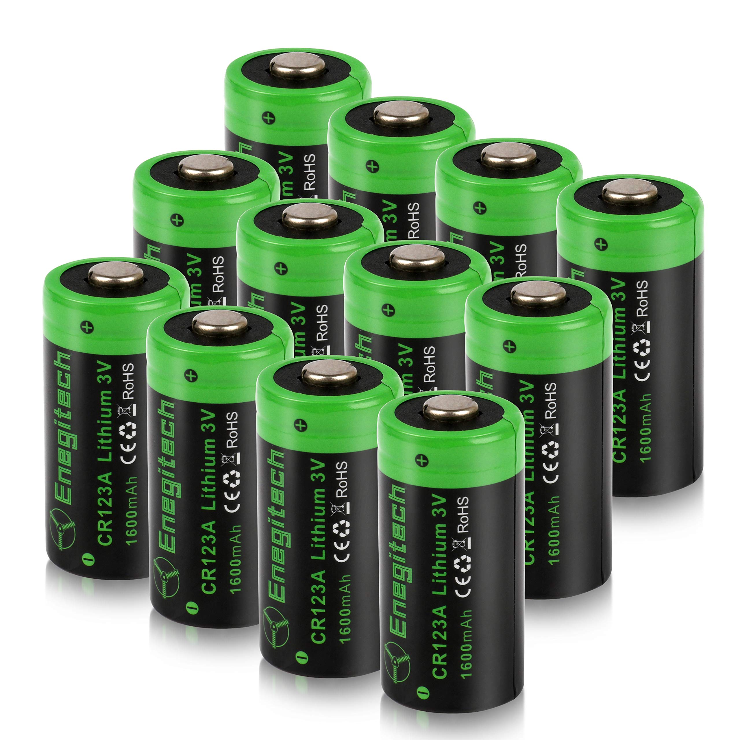 Enegitech Cr123A Lithium Batteries, 123 3V Battery 1600Mah For Home Security System Door/Window/Smoke Alarm Doorbell Non Recharg