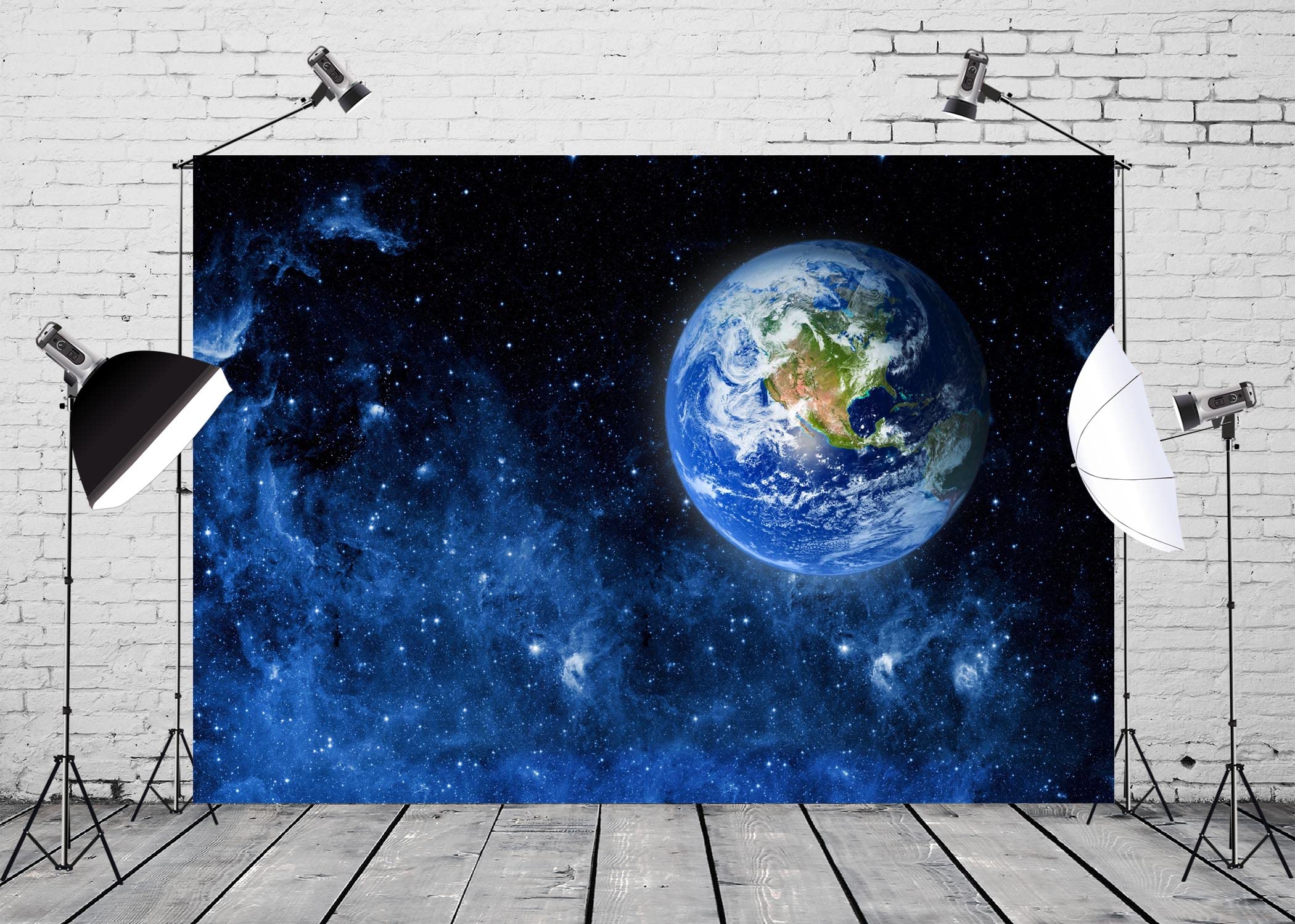 Corfoto 7X5Ft Universe Outer Space Backdrop Galaxy Stars Earth Background For Galaxy Astronaut Party Decorations Baby Shower Ban