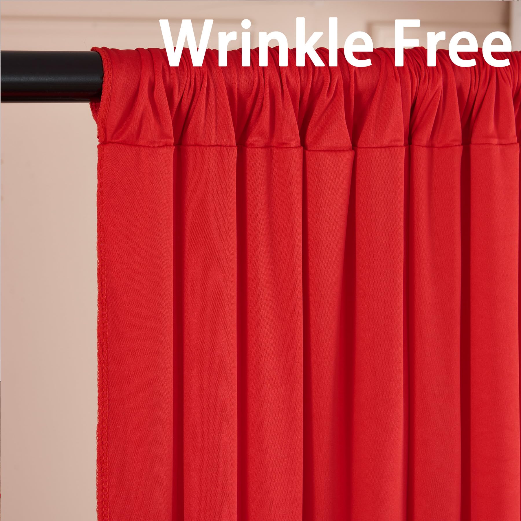 15Ft X 10Ft Wrinkle Free Black Red Yellow Backdrop Curtains For Parties, 6 Panels 2.5Ftx10Ft Photo Backdrop Drapes For Christmas