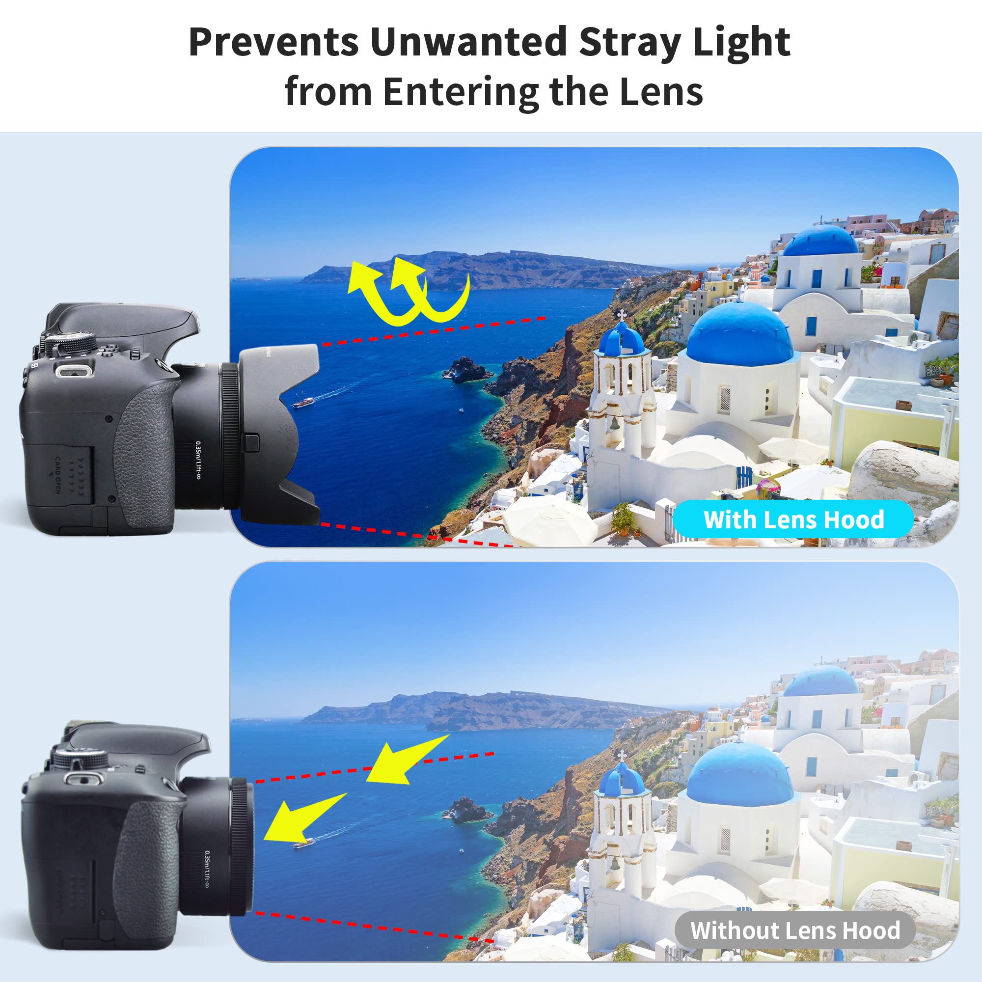 50Mm Reversible Lens Hood Shade Fit For Canon Ef 50Mm F/1.8 Stm Lens Replaces Canon Es 68 Hood Tulip Flower Design  Black