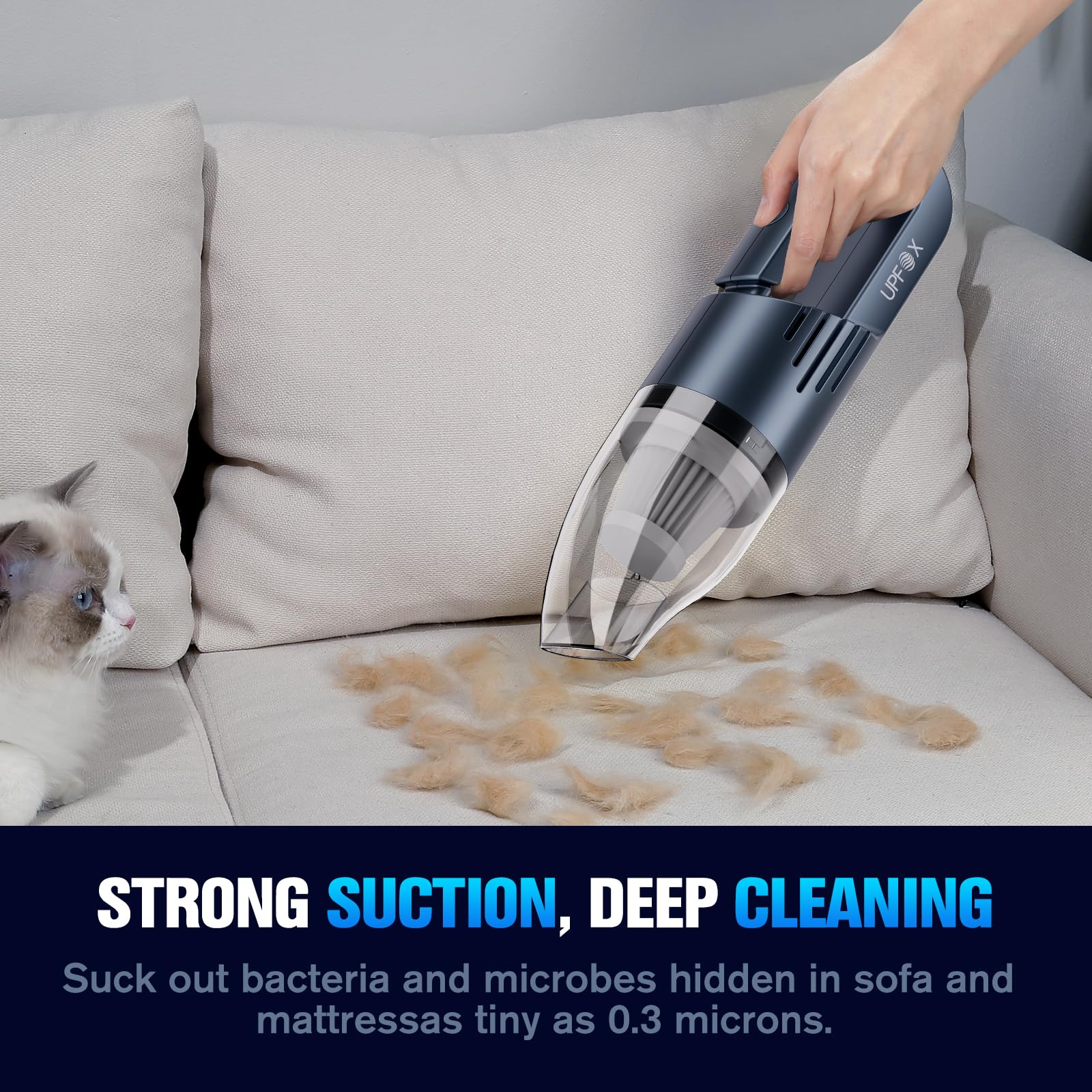 Upfox 2024 Upgrade Mini Vacuum Cleaner Hand Vacuum Cordless Rechargeable Car Vacuum Cleaner Powerful Suction Portable Vacuum For