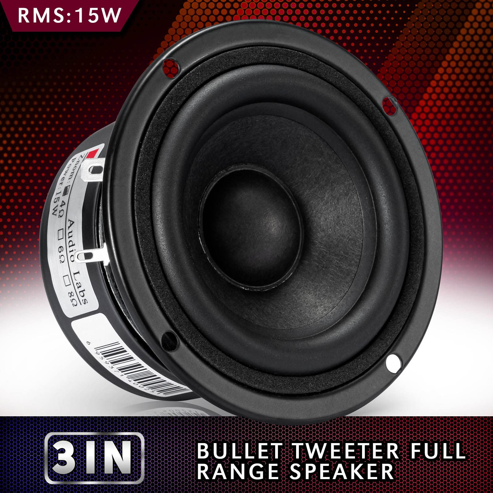 Facmogu 3 Inch Tweeter Speakers Hifi Full Range Woofer Loudspeaker, 2 Pcs 4 Ohm Anti Magnetic Speakers For 2.0/2.1 Boom Box Sate