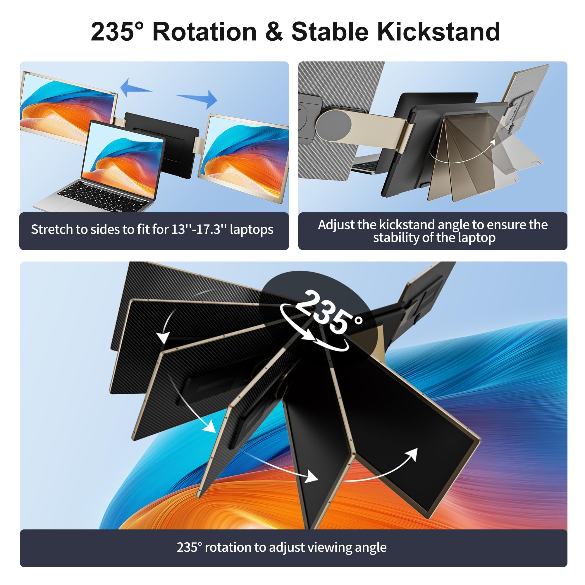 Livelect 15.6'' Triple Laptop Screen Extender - Thumbnail 3