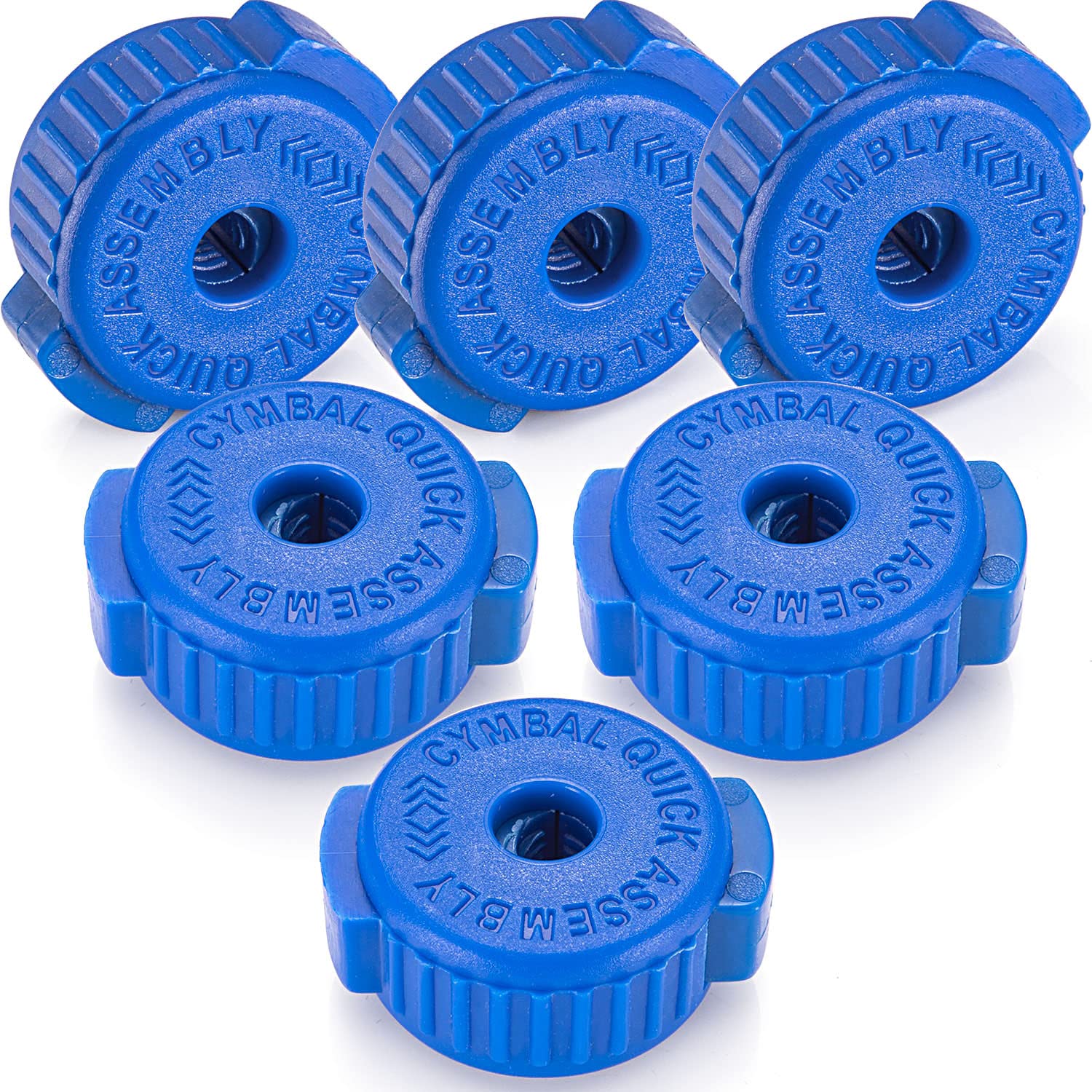 Facmogu 6Pcs Blue Placstic Cymbal Mates, Quick Fit Cymbals Nut Suitable For 8Mm Threaded Cymbal Stands, Quick Release Clamp Nut For Cymbal Jazz Drum Parts Accessories