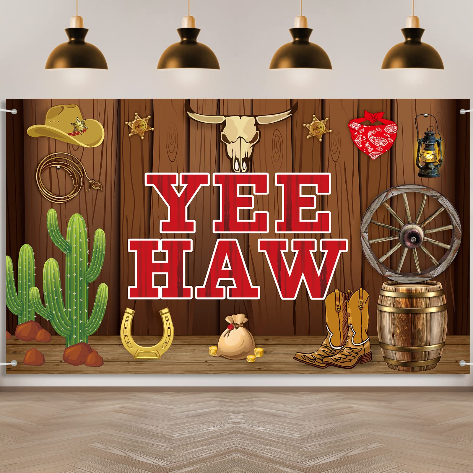 Western Cowboy Yee Haw Banner Backdrop Party Decorations, Western Theme Cowboy Theme Birthday Party Supplies, Wild West Cowboy B