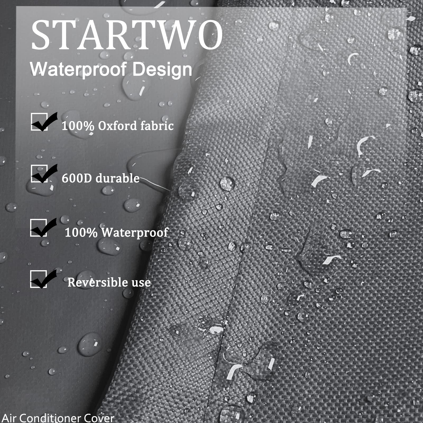 Startwo Air Conditioner Cover Heavy Duty Waterproof Durable For Outdoor Elastic Bottom For Secure Fit Year Around Protection  Gr