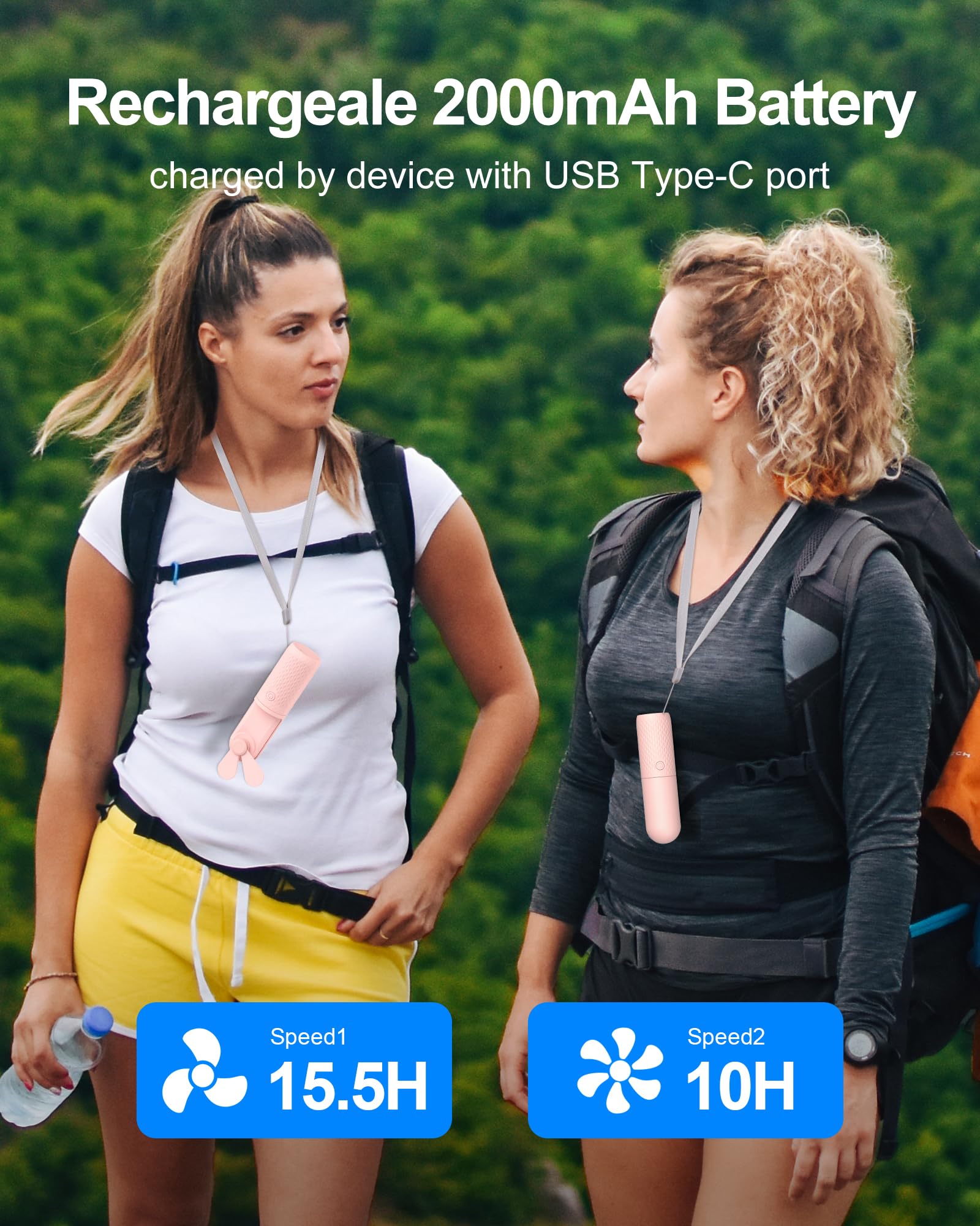 Coohea Handheld Fan Powerful Mini Fan Usb Rechargeable Portable Fan Battery Operated Small Fan Little Makeup Lash Fan Hand Held