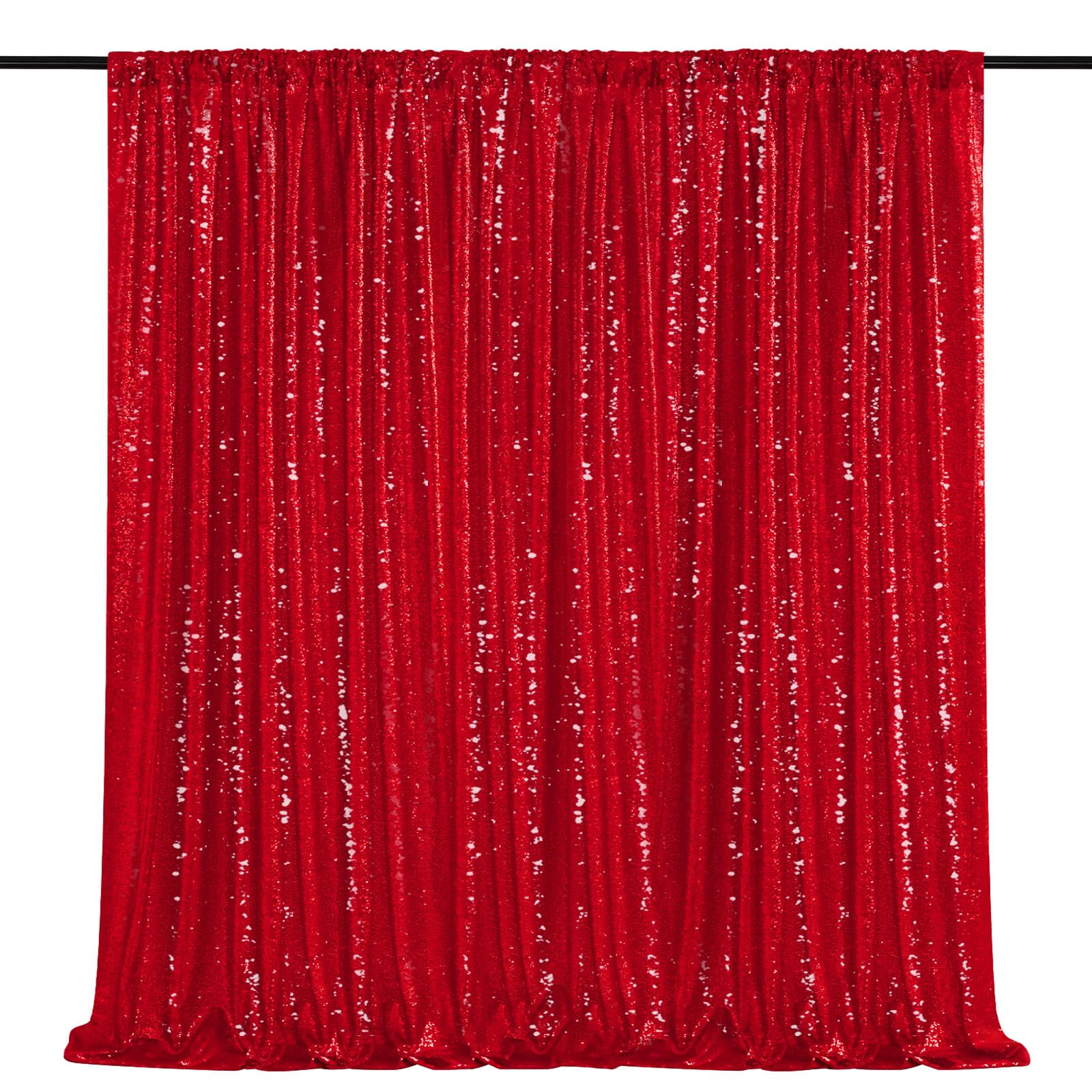 8ft x 8ft Red Sequin Backdrop Party Backdrop Curtain for Wedding Birthday Event Ceremony Wall Decorations