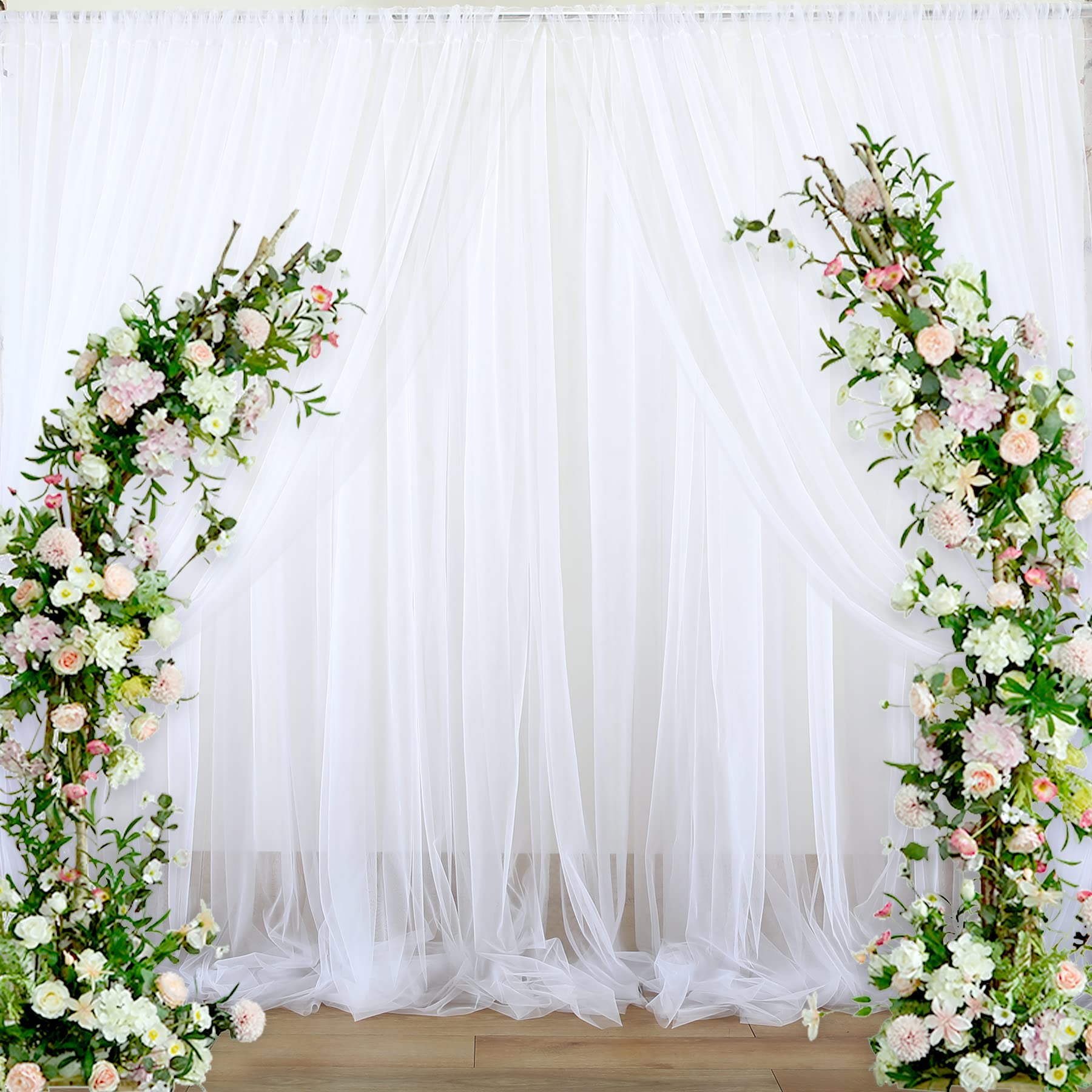 White Sheer Backdrop Curtains Tulle Backdrop Curtain For Parties Wedding White Curtain Backdrop For Birthday Party Baby Shower P