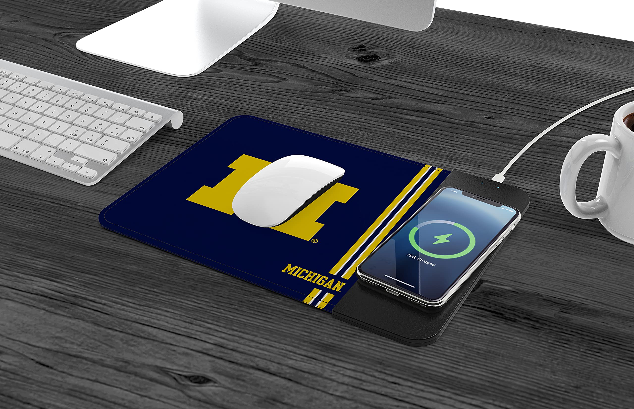Soar Ncaa Wireless Charging Mouse Pad, Michigan Wolverines