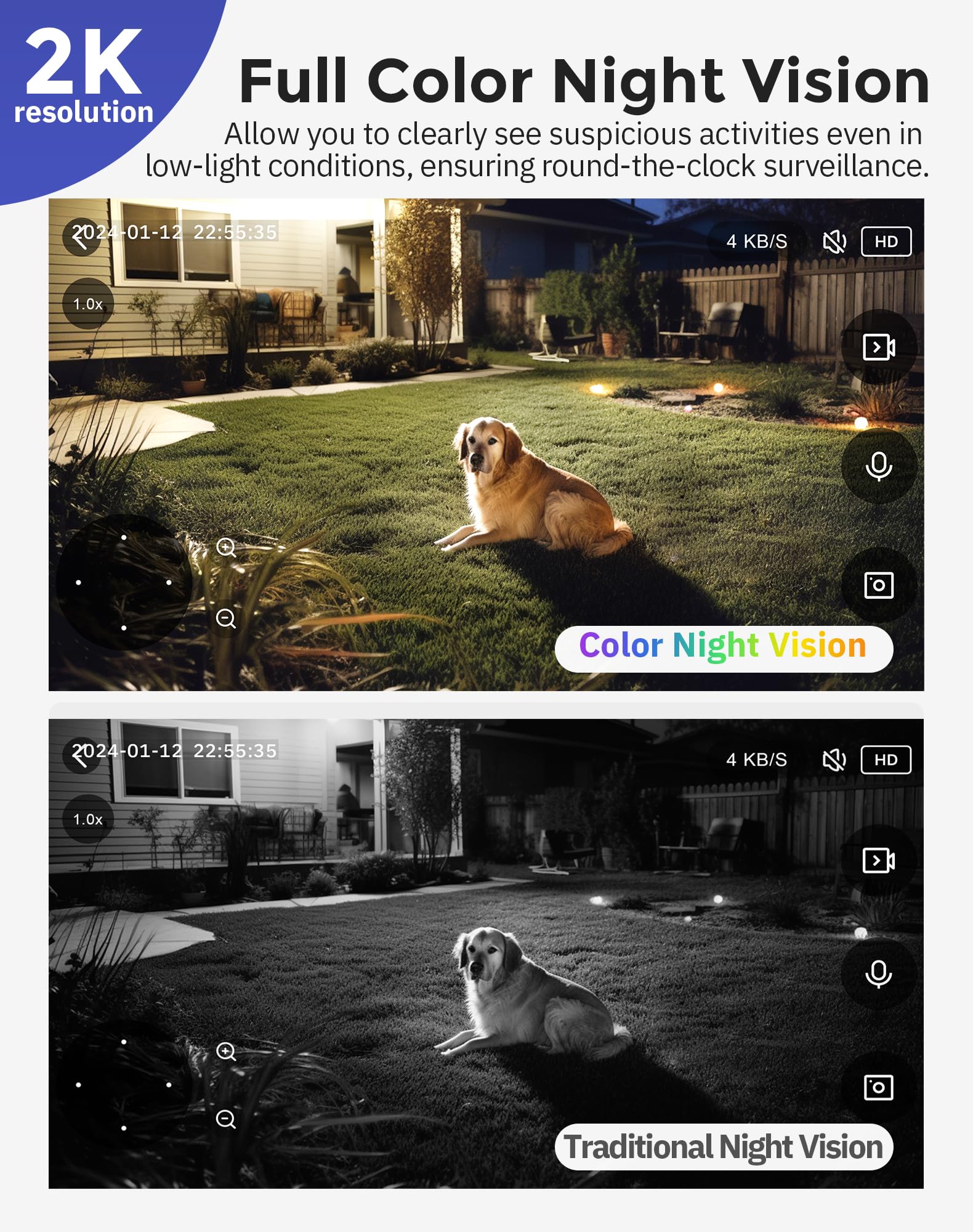 Hugolog 2K Light Bulb Security Cameras Wireless Outdoor 2.4Ghz Cameras For Home Security Indoor With Ai Motion Detection,Clear C