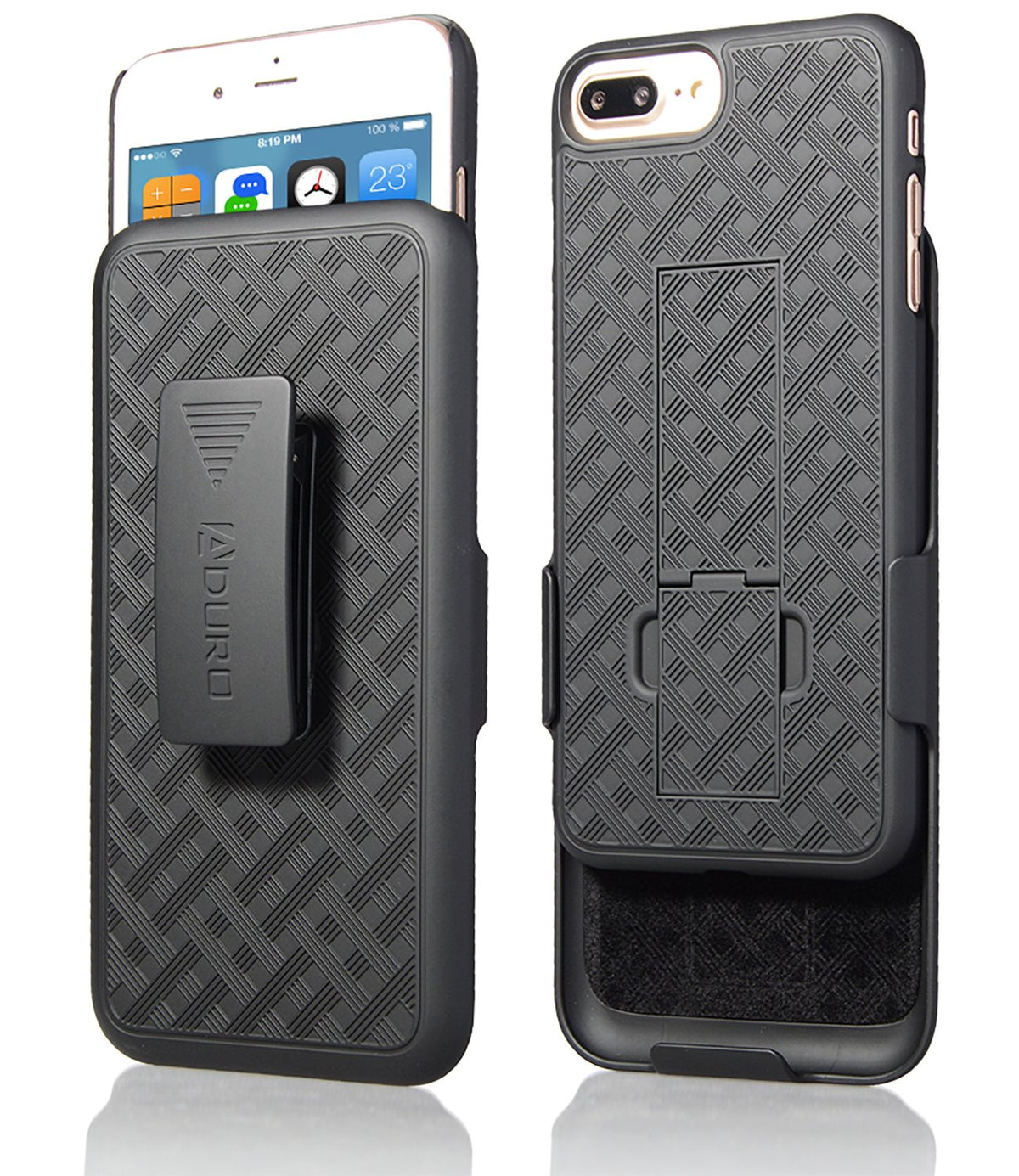 Aduro Holster Case for iPhone 8 Plus/iPhone 7 Plus (5.5') Combo Shell & Holster Slim Shell Case with Built in Kickstand + Swivel Belt Clip Holster for Apple iPhone 8 Plus and iPhone 7 Plus ONLY