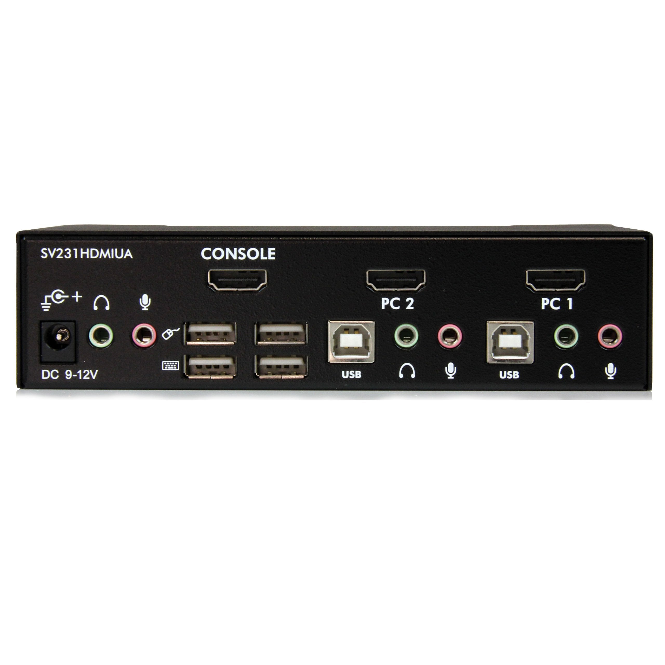 Startech.Com 2 Port Usb Hdmi Kvm Switch With Audio And Usb 2.0 Hub   1080P (1920 X 1200), Hotkey Support   Dual Port Keyboard Vi