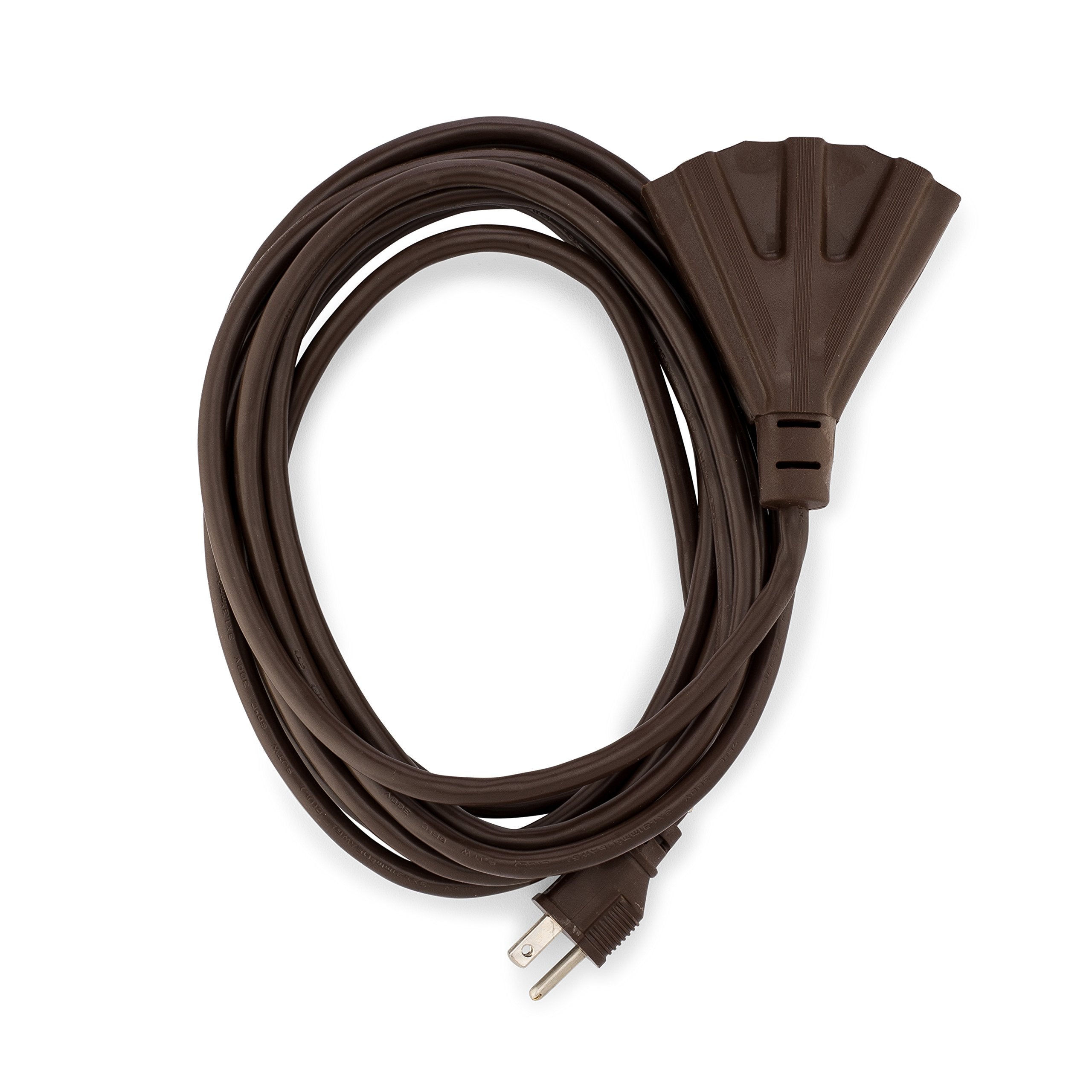 Holiday Lighting Outlet 15 Foot Brown Outdoor Extension Cord | Heavy Duty Extension Cord For Appliances, Lawn Tools, & More | Tr