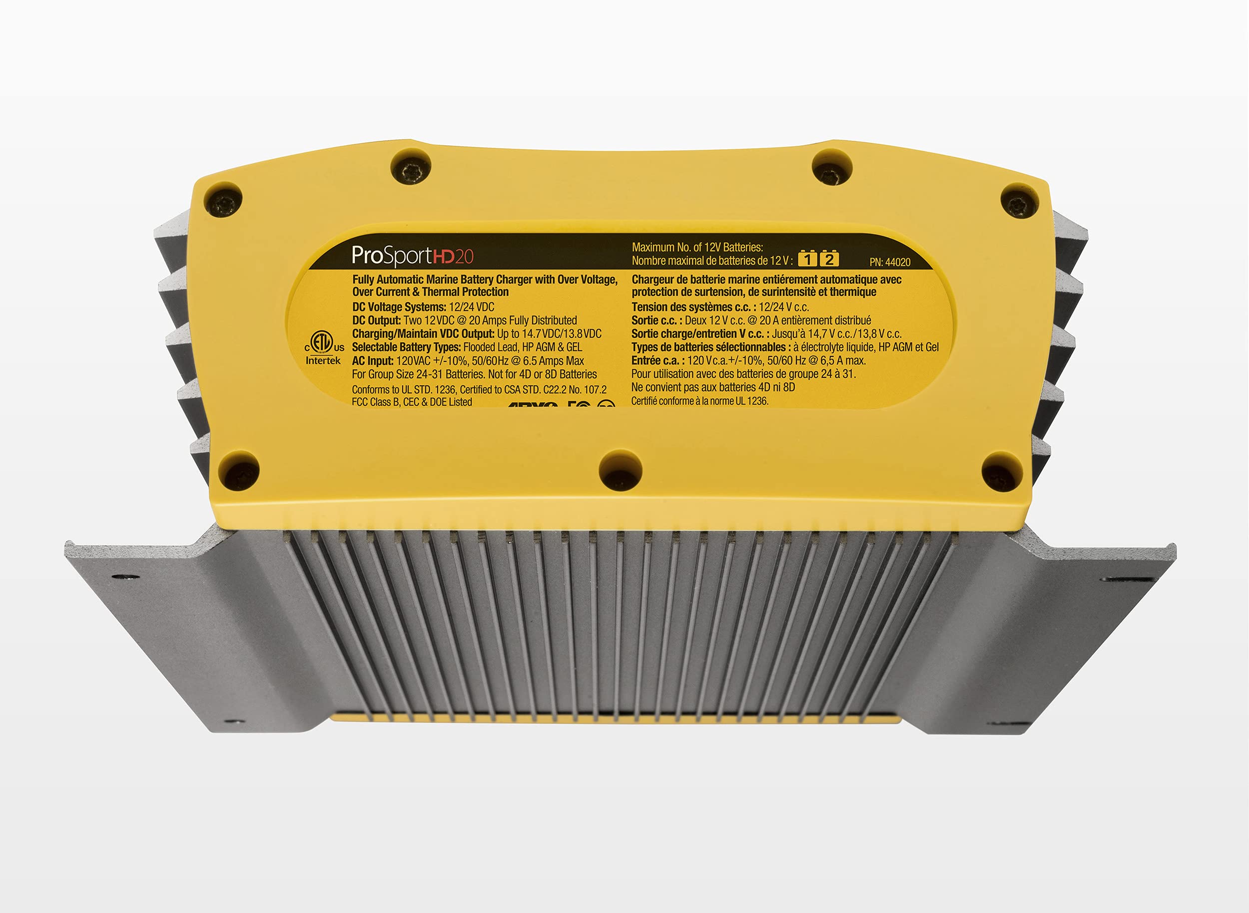 Promariner 44020 Prosport Hd Waterproof Marine Battery Charger, 20 Amp, 2 Bank,WBAUVB0821X14TM