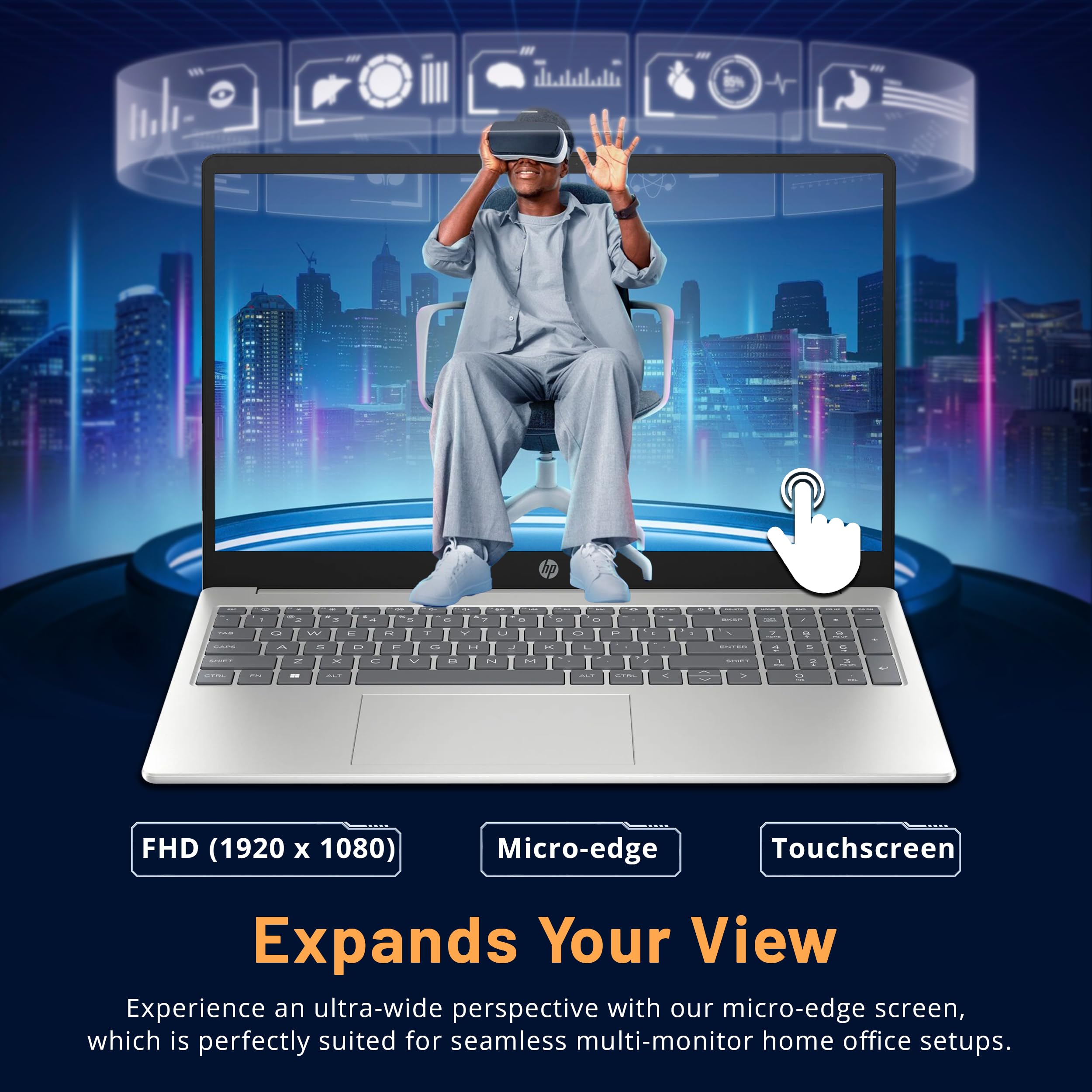 Hp 15.6'' Fhd Ips Touchscreen Laptop, Intel I7-1255U, 16Gb Ddr4 Ram, 1.28Tb Storage(1Tb Ssd+288Gb Docking Station Set), Intel Ir