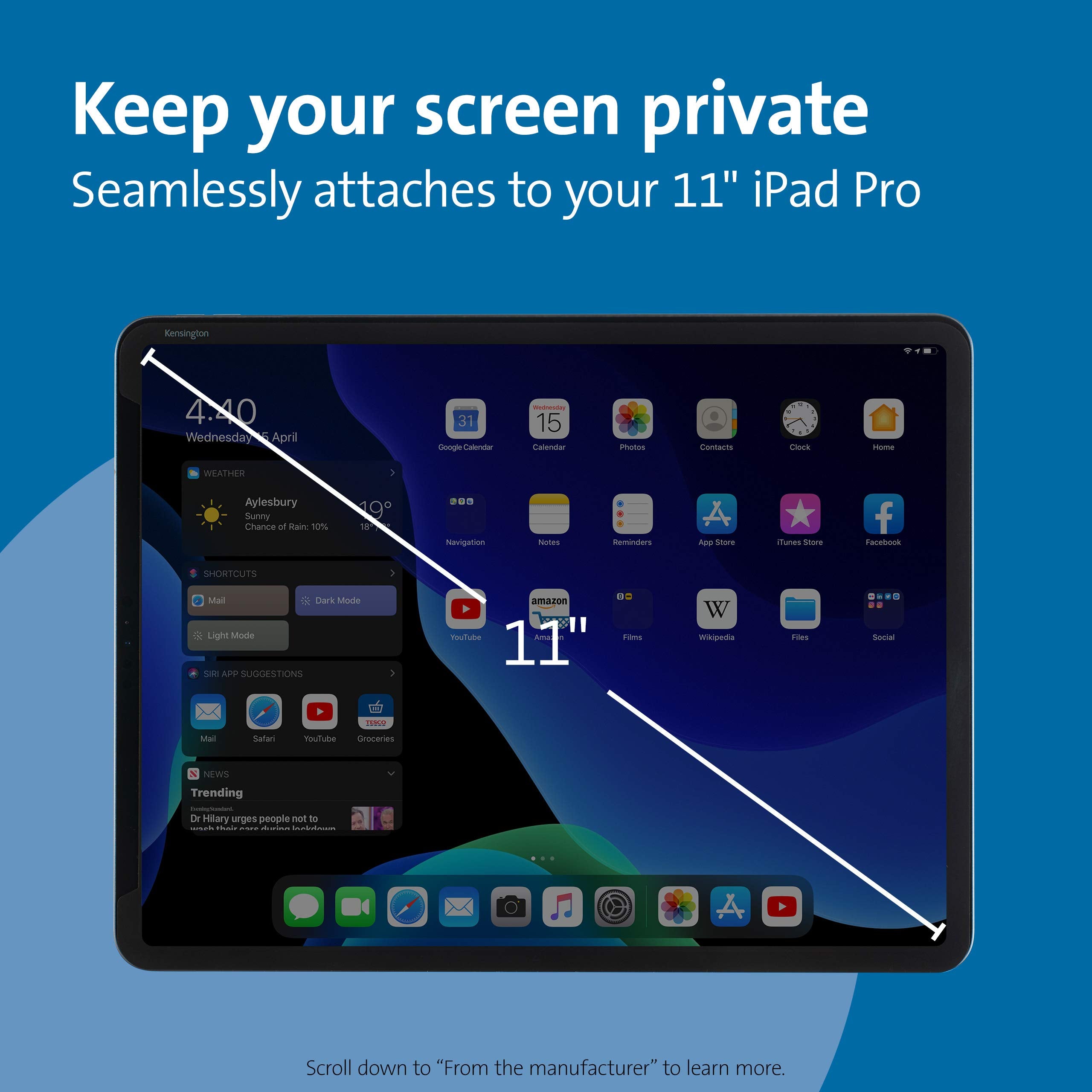 Kensington Sa11 Privacy Screen For Ipad Pro 11'' (K50720Ww)