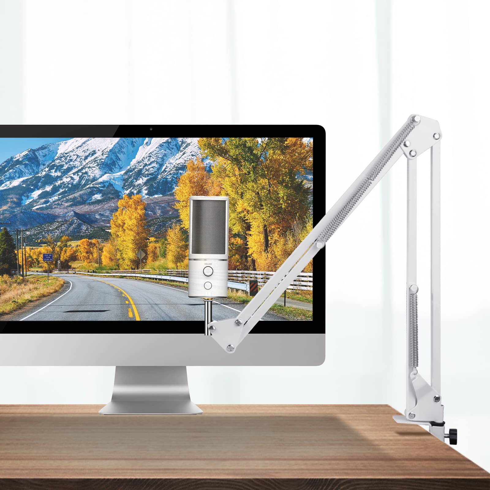 White Boom Arm For Razer Seiren X, Mic Desk White Stand Compatible With Razer Seiren X Microphone, Razer Seiren X Mic White Arm