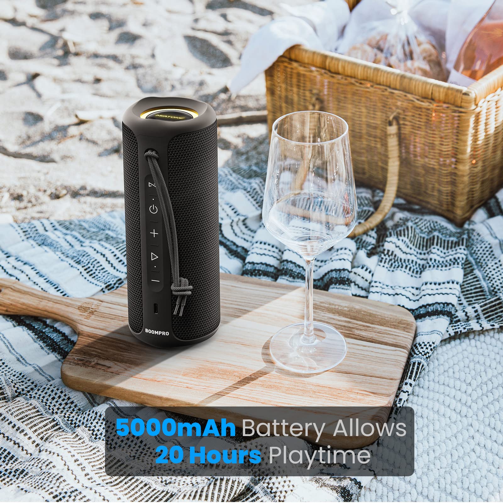 Miatone Bluetooth Speakers 36W Portable Speaker With Stereo Sound Bass, Bluetooth 5.3 Wireless Speaker Usb Type C Outdoor, 5000M