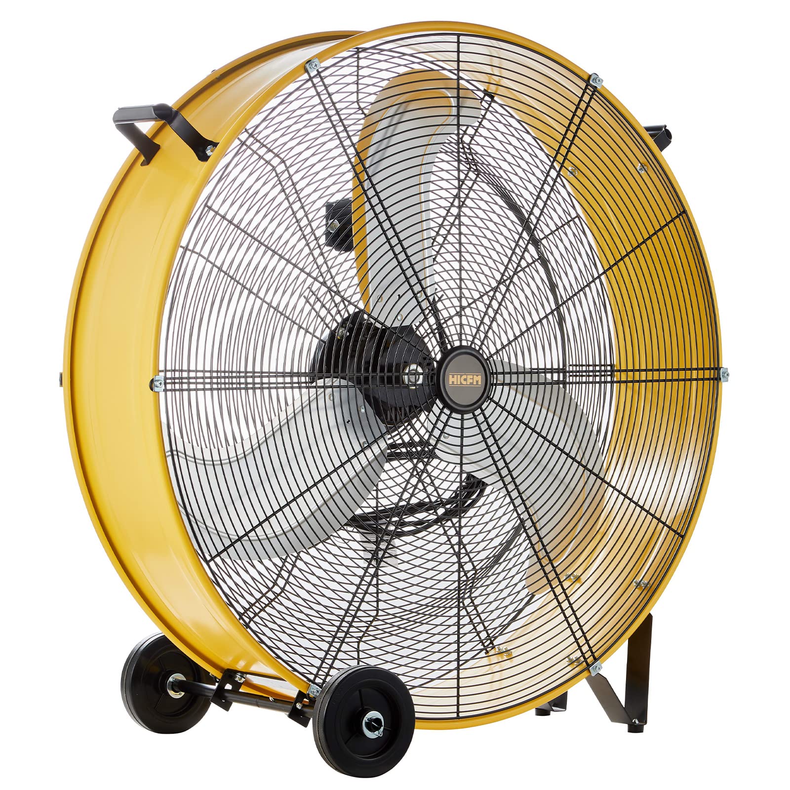 Hicfm 13000 Cfm 30 Inch Heavy Duty High Velocity Barrel Floor Drum Fan With Powerful 1/3Hp Motor, 9Ft Cord, 5In Solid Wheels For