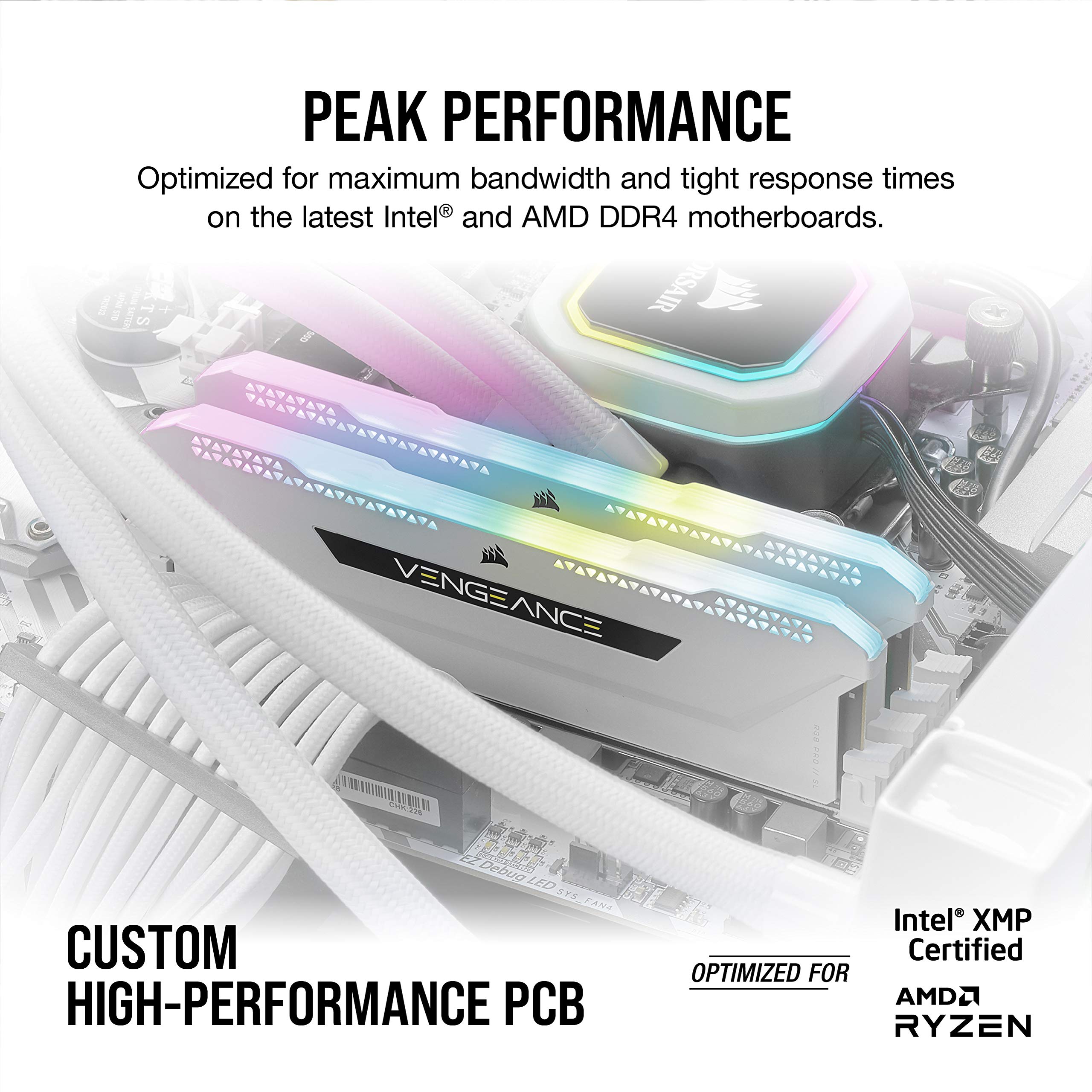 Corsair Vengeance Rgb Pro Sl 32Gb (4X8Gb) Ddr4 3200 (Pc4-25600) C16 1.35V - White (Cmh32Gx4M4E3200C16W)