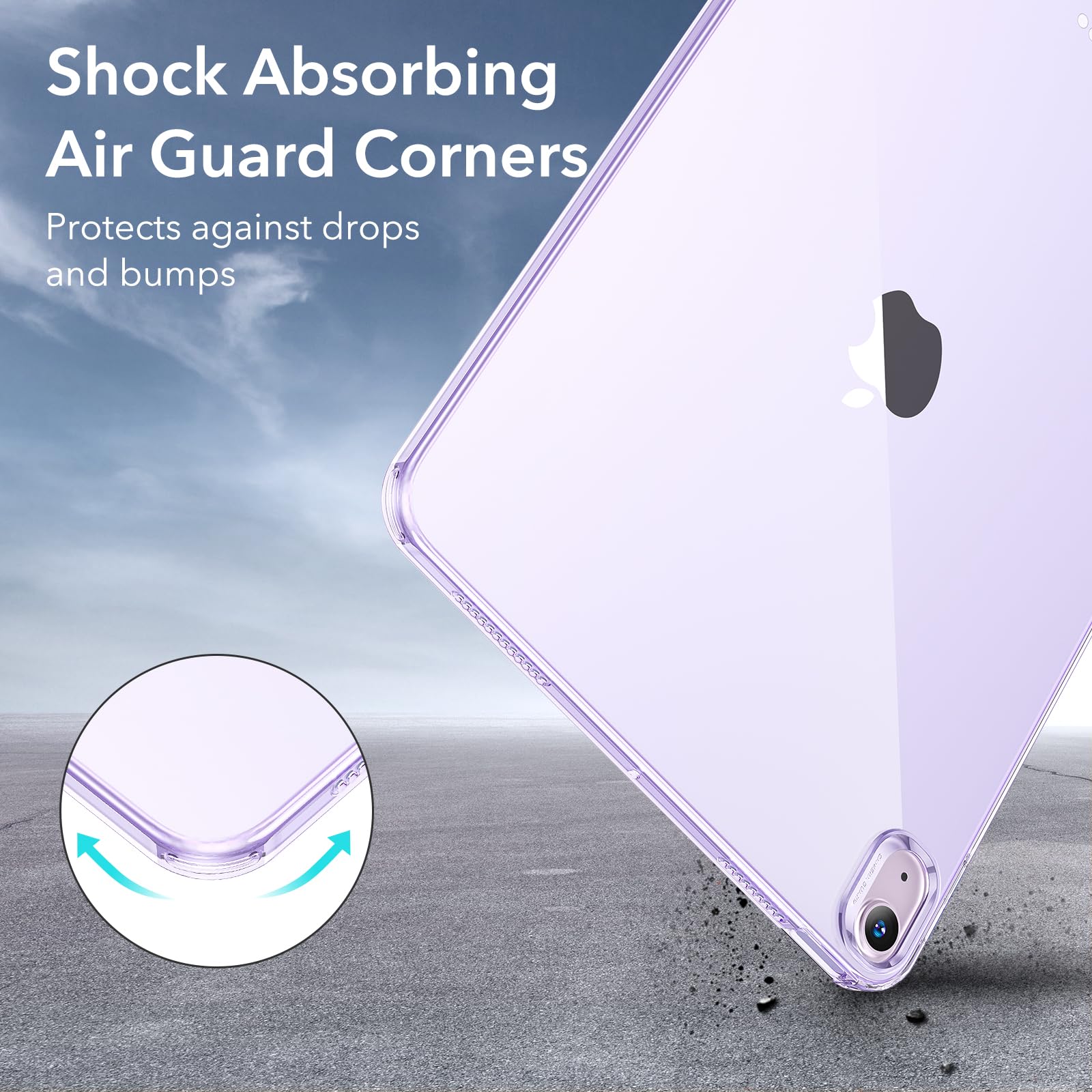 Esr For Ipad Air 11 Inch Case M2 2024, Ipad Air 6Th/5Th/4Th Gen(2024/2022/2020), Slim&Light, Yellowing Resistant, Transparent Back Cover, Supports Pencil Pro&Pencil (Usb C), Zero Series, Clear Purple