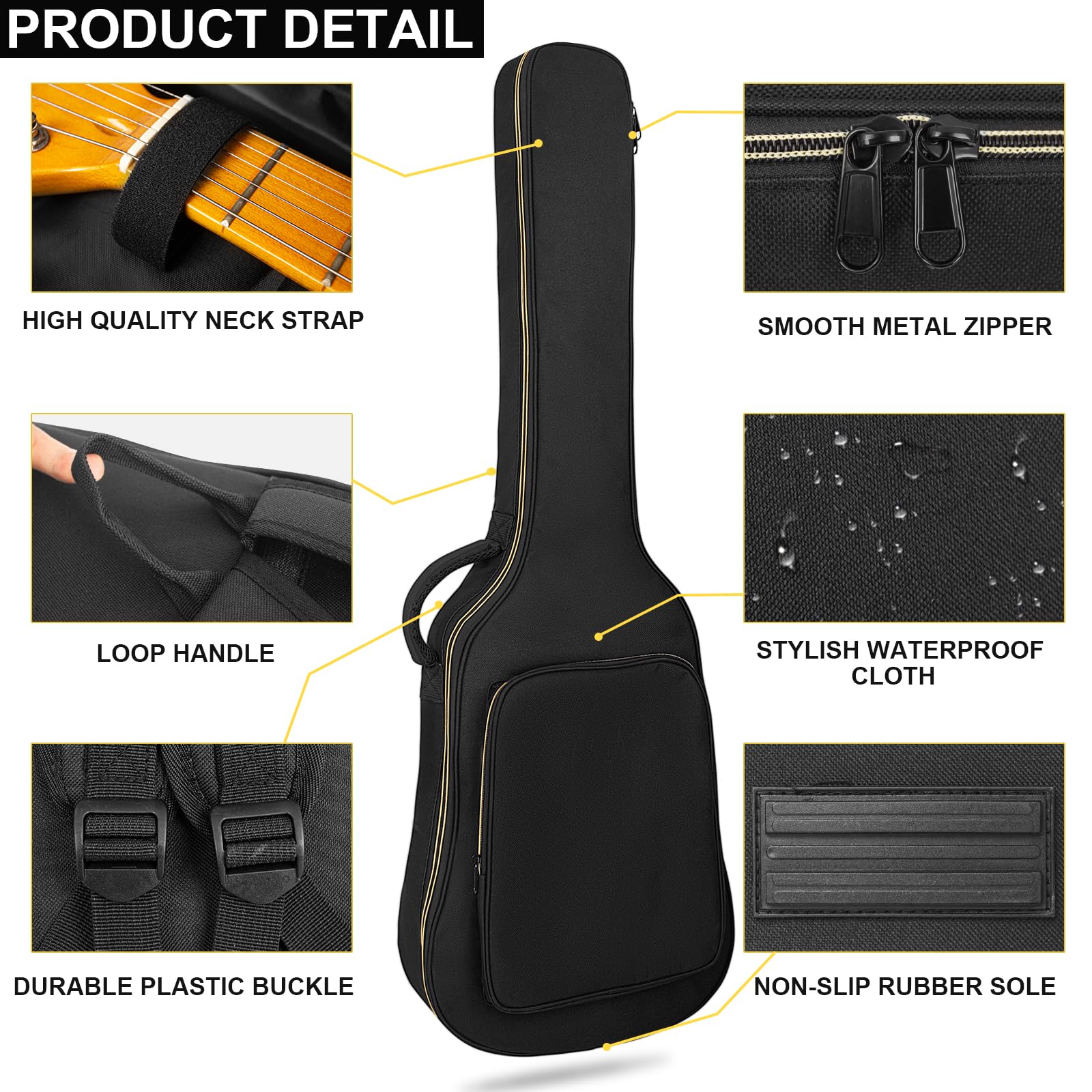 Letsrock Electric Guitar Bag, Electric Guitar Gig Bag 0.35 Inch Thick Padding Backpack Soft Electric Guitar Bag Dual Adjustable