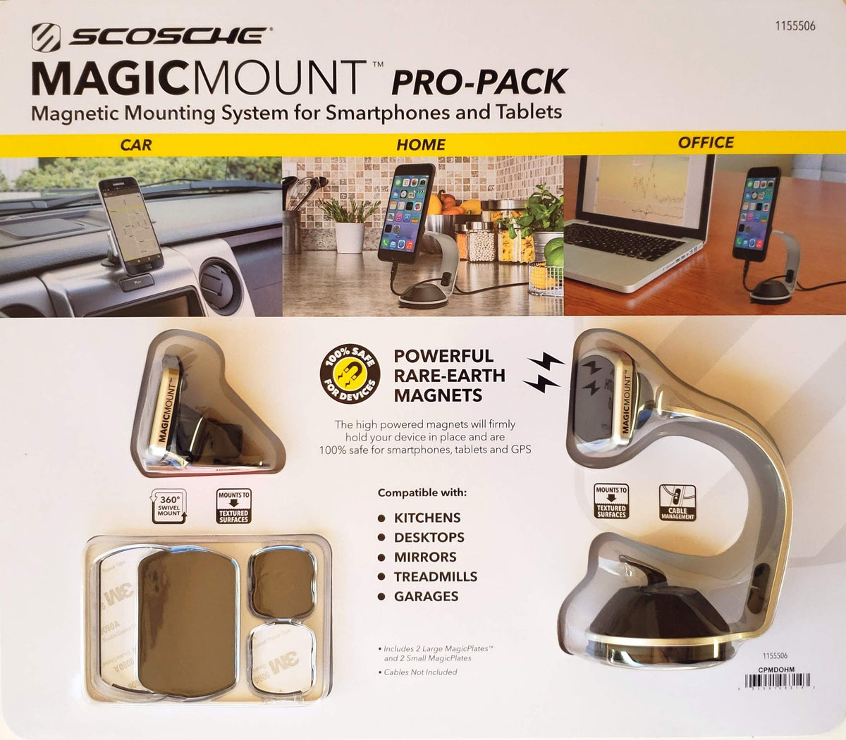 SCOSCHE MagicMount Pro Pack Universal Fit Magnetic Mounting System for Smartphones and Tablets