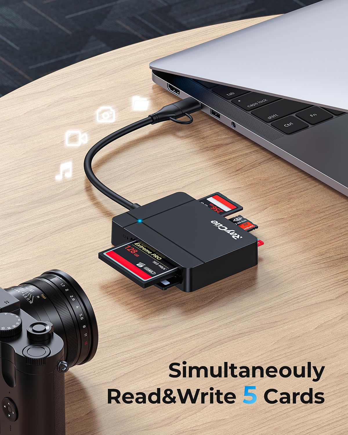 Raycue Usb C Usb3.0 Multi Sd Card Reader, 7 In1 Memory Card Reader For Sd/Tf/Cf/Xd/Ms, Drive Free For Iphone 15 Pro/Max, Macbook