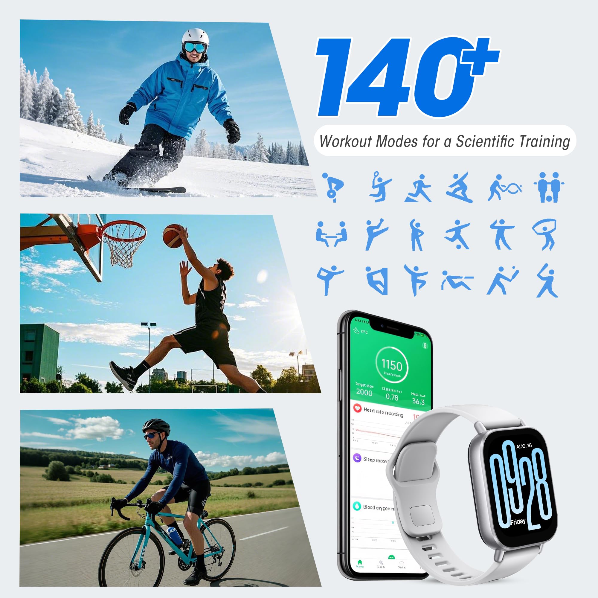 Xiaomi Redmi 5 Active Smart Watch, Step Counter Sport Watch For Women Men With 2'' Lcd Large Display, 140 Sports Modes, 5Atm Wat